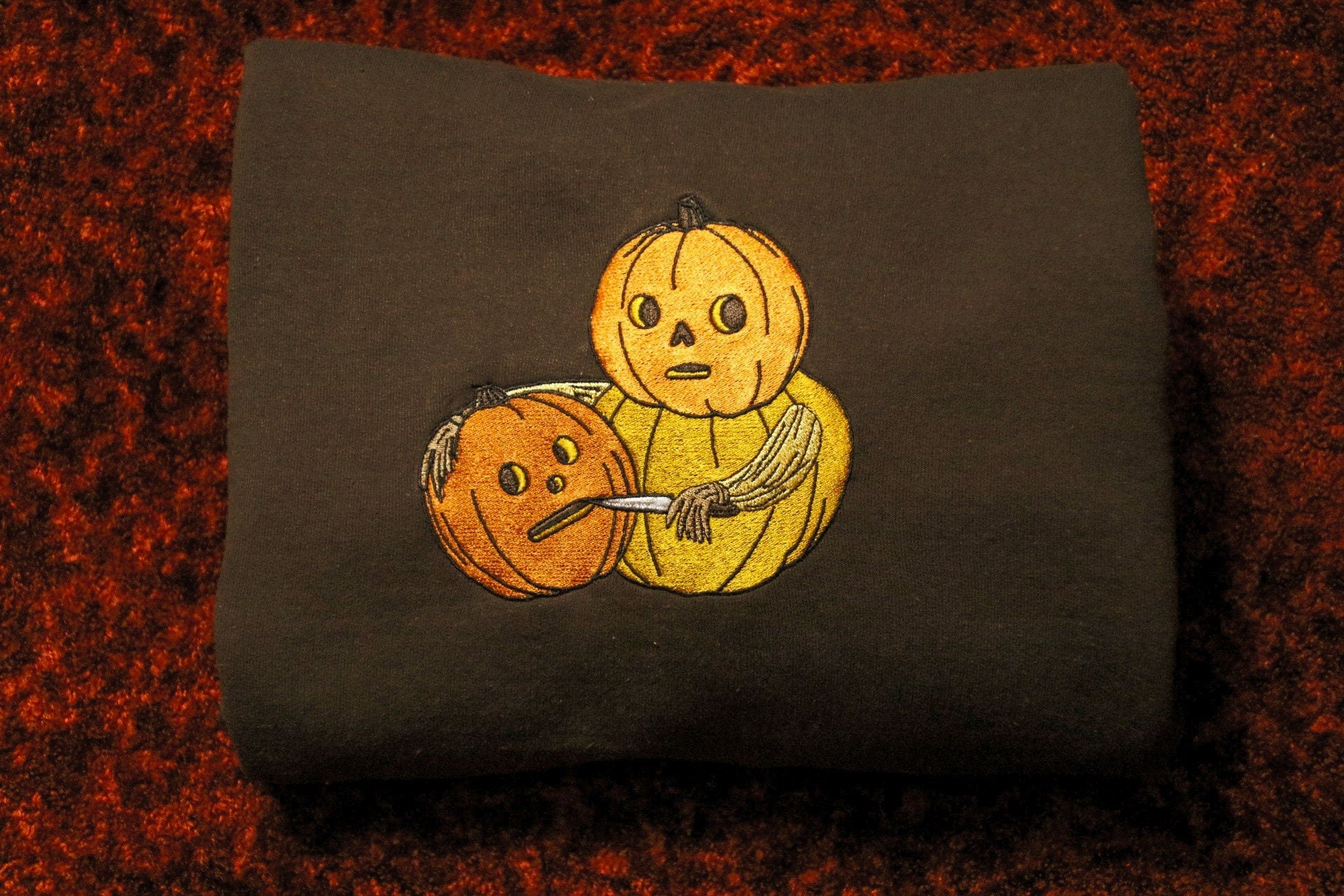 Pottsfield Pumpkin Carver Embroidered Sweater inspired by Over The Garden Wall - Fall Autumn Halloween Shirt EMHA2408