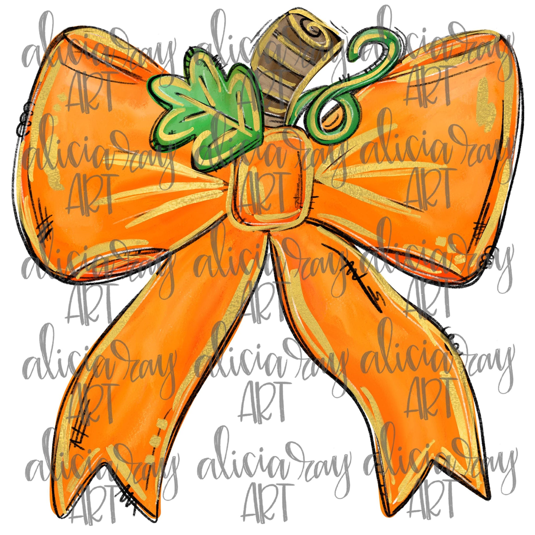 Preppy Pumpkin Bow Sublimation DTF Design PNG Digital Download  Hand Drawn Printable Art  Thankful  Coquette Bow  Glitter  Gold SCU