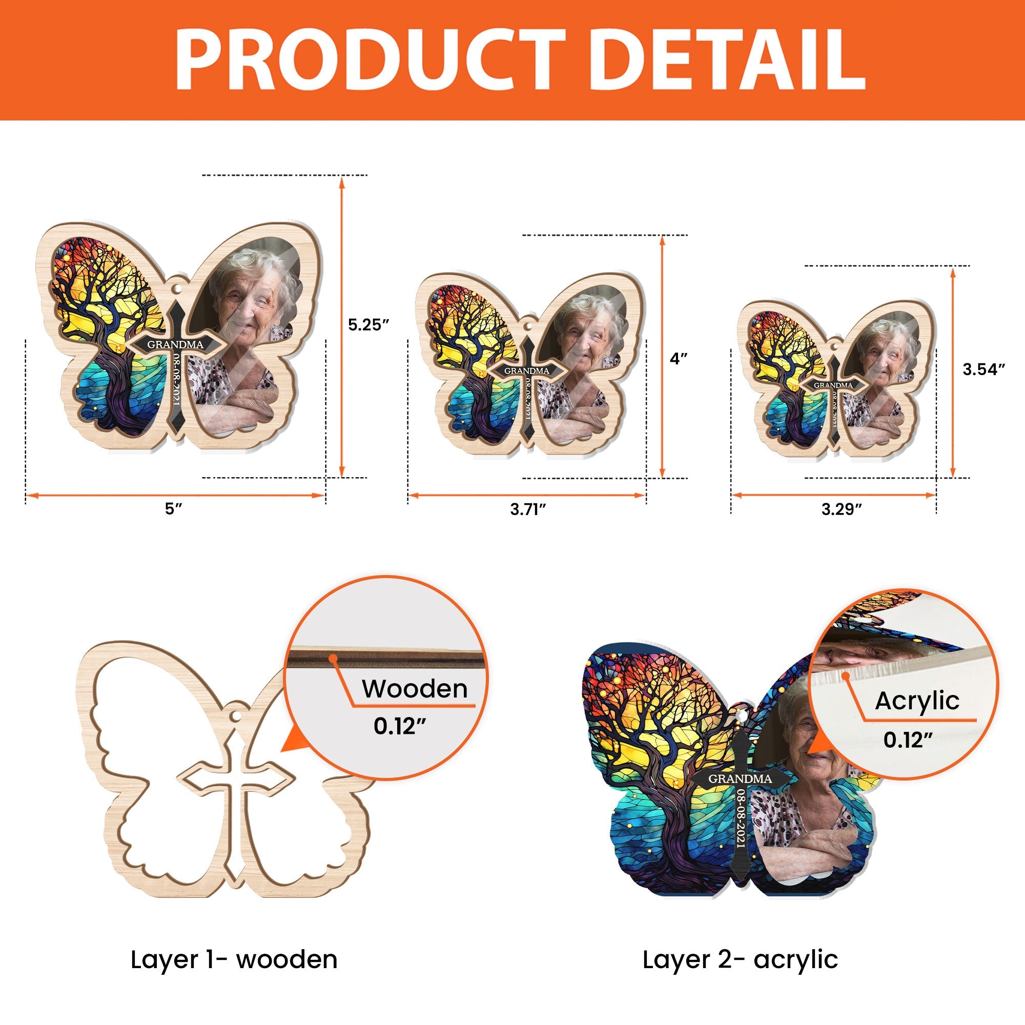 Butterfly Memorial  - Personalized Suncatcher Ornament ORN0810