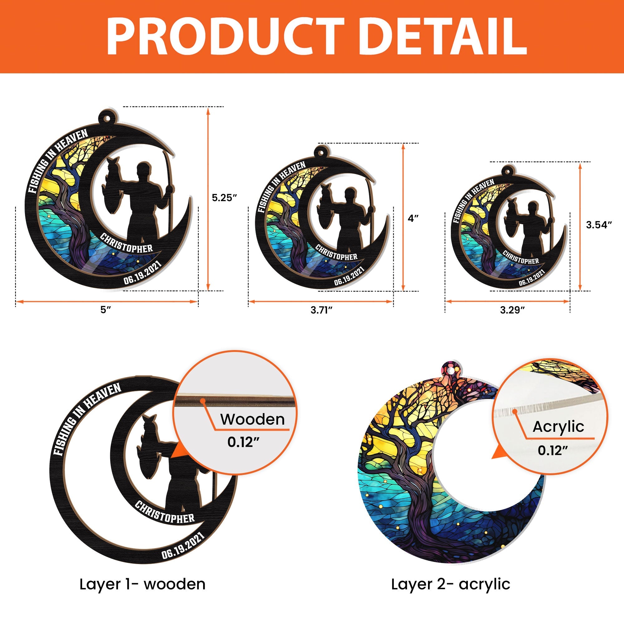 Fishing In Heaven - Personalized Suncatcher Ornament ORN0810