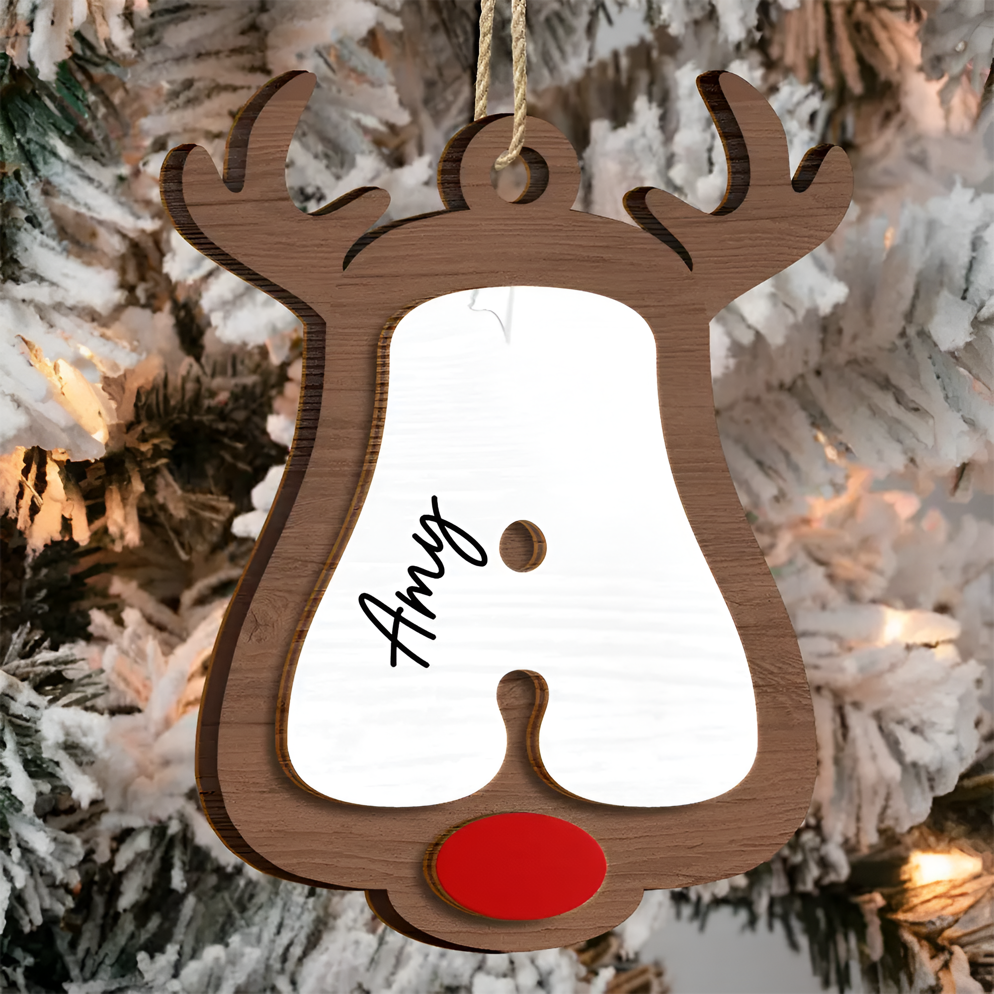 Reindeer Alphabet Christmas - Personalized 2-Layered Wooden Ornament ORHA24