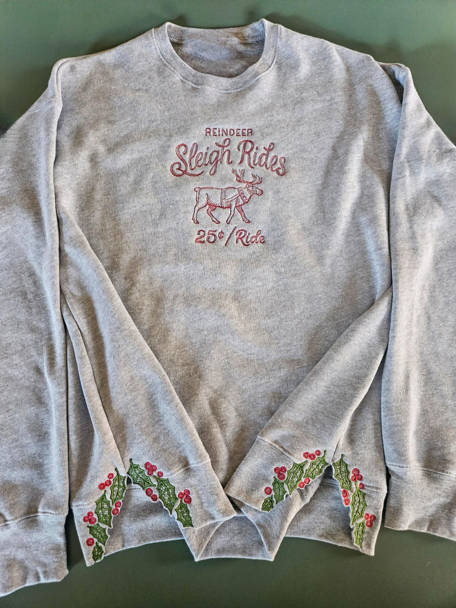 Reindeer Sleigh Rides Christmas side bow Crewneck Sweatshirt ESIBOW