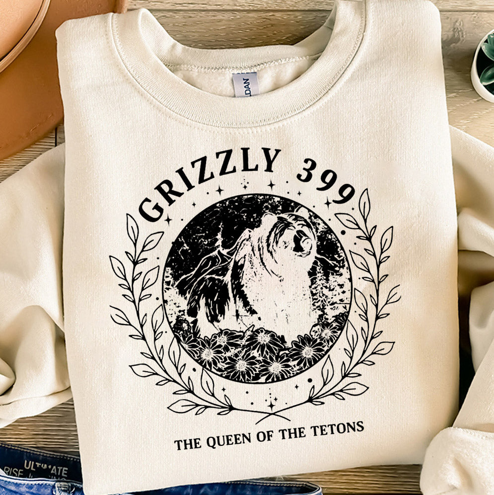 Retro Bear Wildlife Forest Preserve Tee, Forever Queen of the Tetons Sweatshirt, In Memory of Bear 399, National Park Famous Grizzly 399 Cub Mom