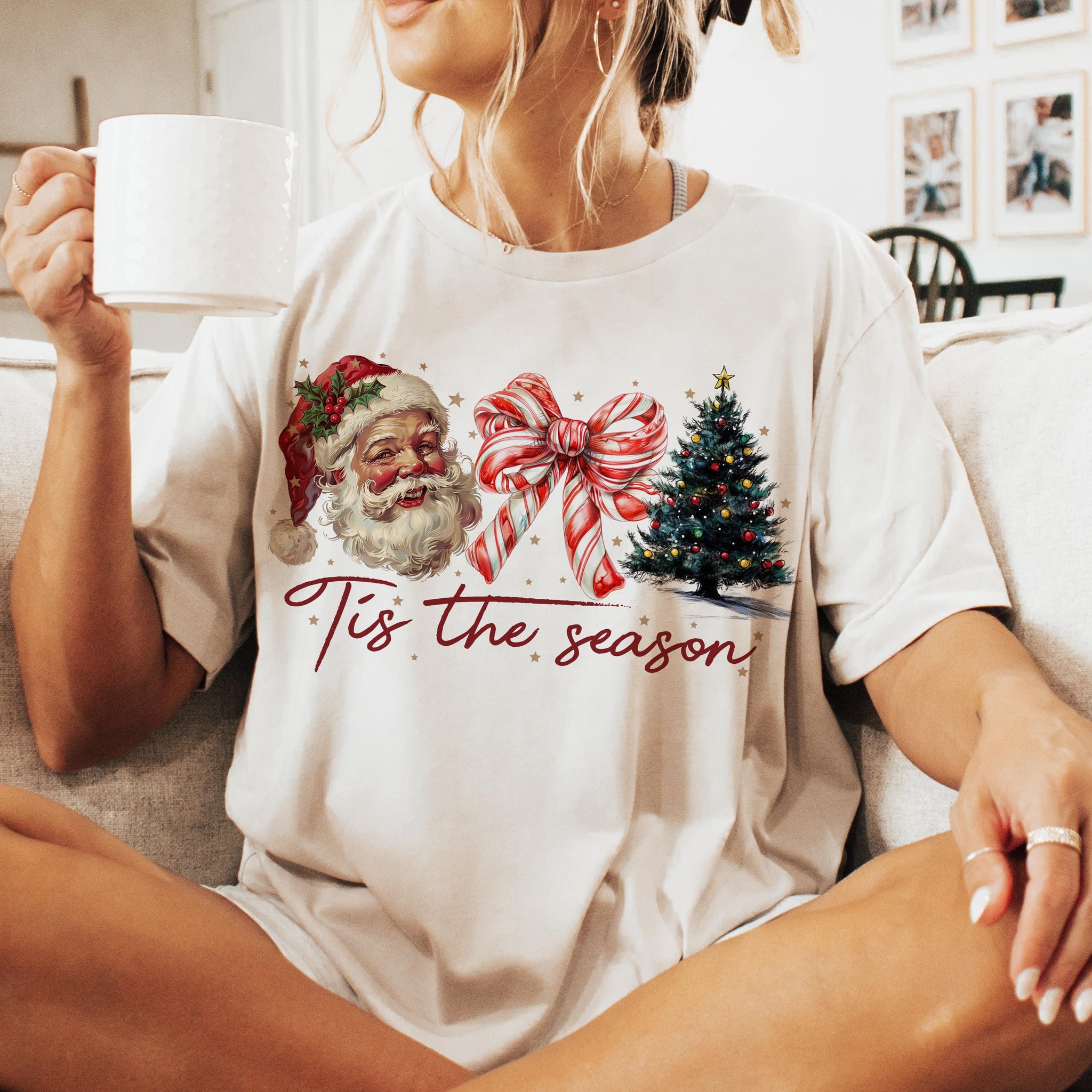 Retro Christmas png, Tis the Season Png, Santa Claus png, Watercolor Christmas png, Christmas sublimation, Merry Christmas, Christmas vibes SCU