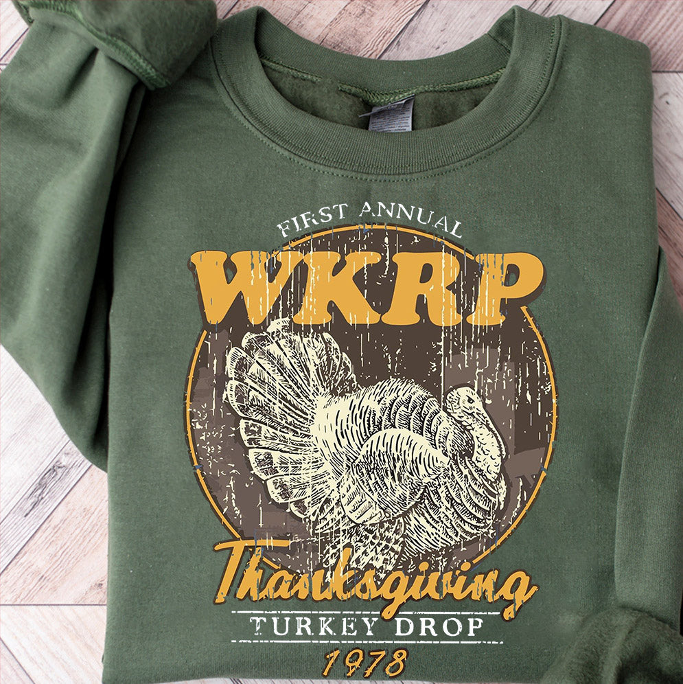 Retro First Annual WKRP Thanksgiving Turkey T-Shirt, Thanksgiving Tee, Wkrp In Cincinnati Shirt, Thanksgiving Day Shirt, Turkey Thanksgiving