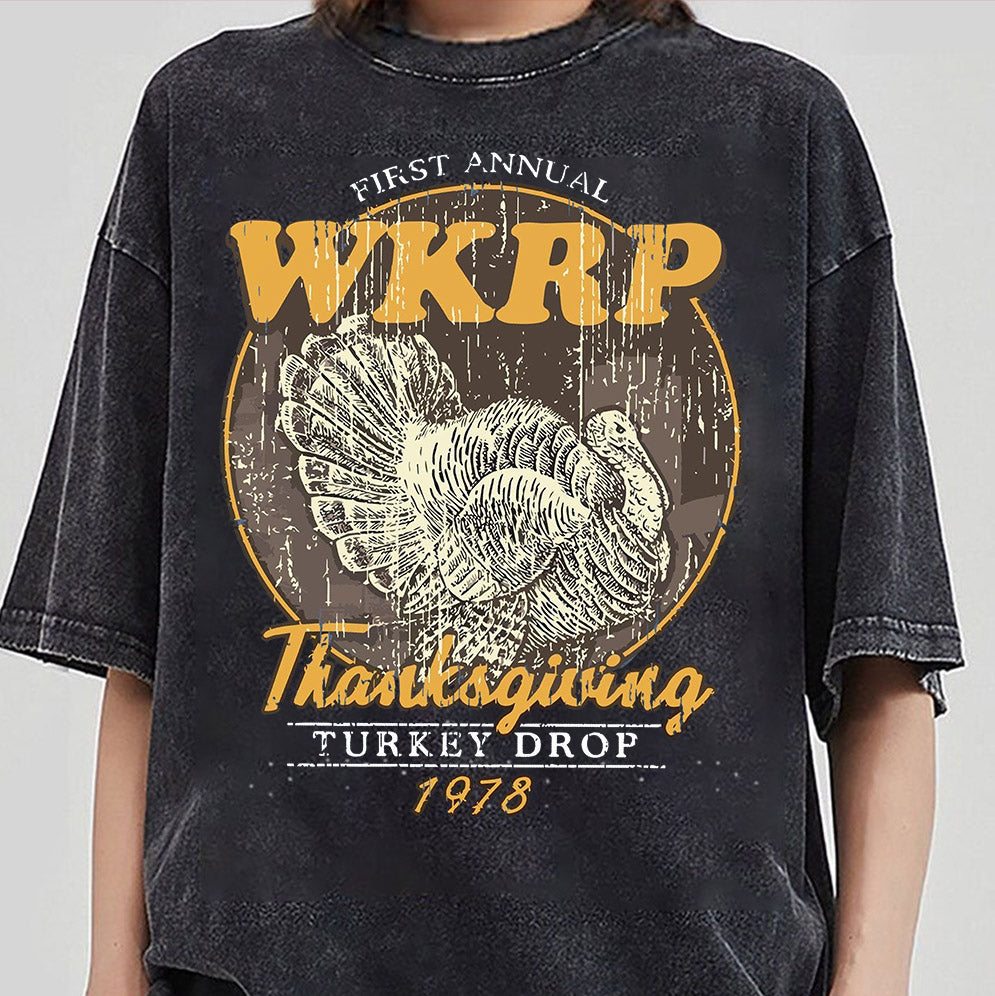 Retro First Annual WKRP Thanksgiving Turkey T-Shirt, Thanksgiving Tee, Wkrp In Cincinnati Shirt, Thanksgiving Day Shirt, Turkey Thanksgiving