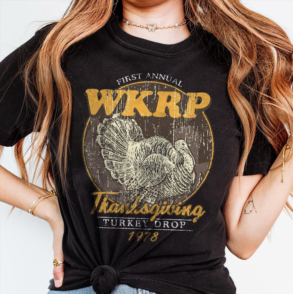 Retro First Annual WKRP Thanksgiving Turkey T-Shirt, Thanksgiving Tee, Wkrp In Cincinnati Shirt, Thanksgiving Day Shirt, Turkey Thanksgiving