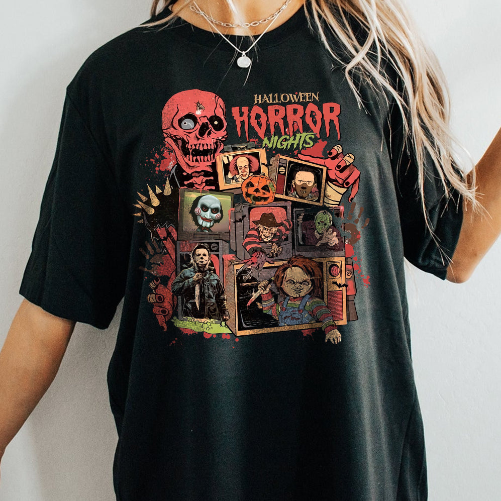 Retro Halloween Horror Nights Shirt, Vintage Halloween Movie, Horror T-shirt, Halloween Horror Movie Shirt, Halloween Party 2024