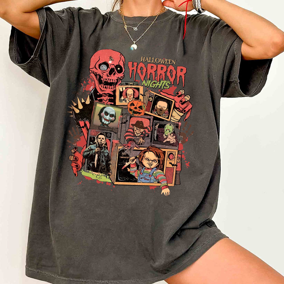 Retro Halloween Horror Nights Shirt, Vintage Halloween Movie, Horror T-shirt, Halloween Horror Movie Shirt, Halloween Party 2024