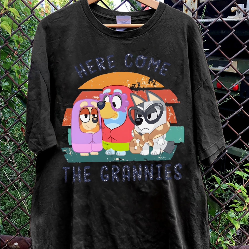 Retro Here Come The Grannies Tees, Holiday Tees, Blue Dog Sweatshirts, Bingo Shirt, Adult Toddler Youth Shirts