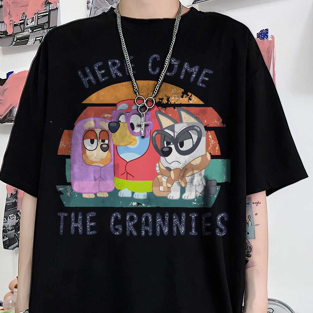 Retro Here Come The Grannies Tees, Holiday Tees, Blue Dog Sweatshirts, Bingo Shirt, Adult Toddler Youth Shirts