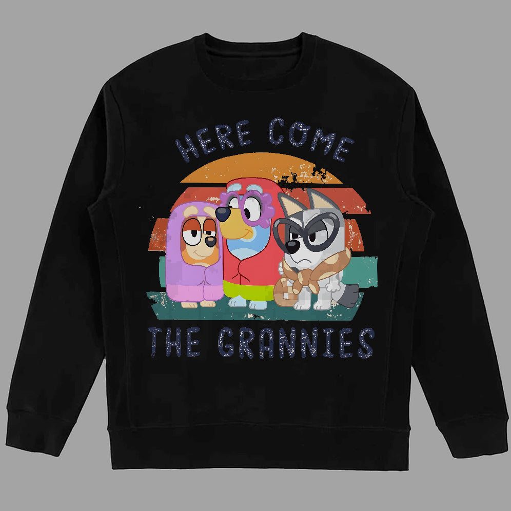 Retro Here Come The Grannies Tees, Holiday Tees, Blue Dog Sweatshirts, Bingo Shirt, Adult Toddler Youth Shirts
