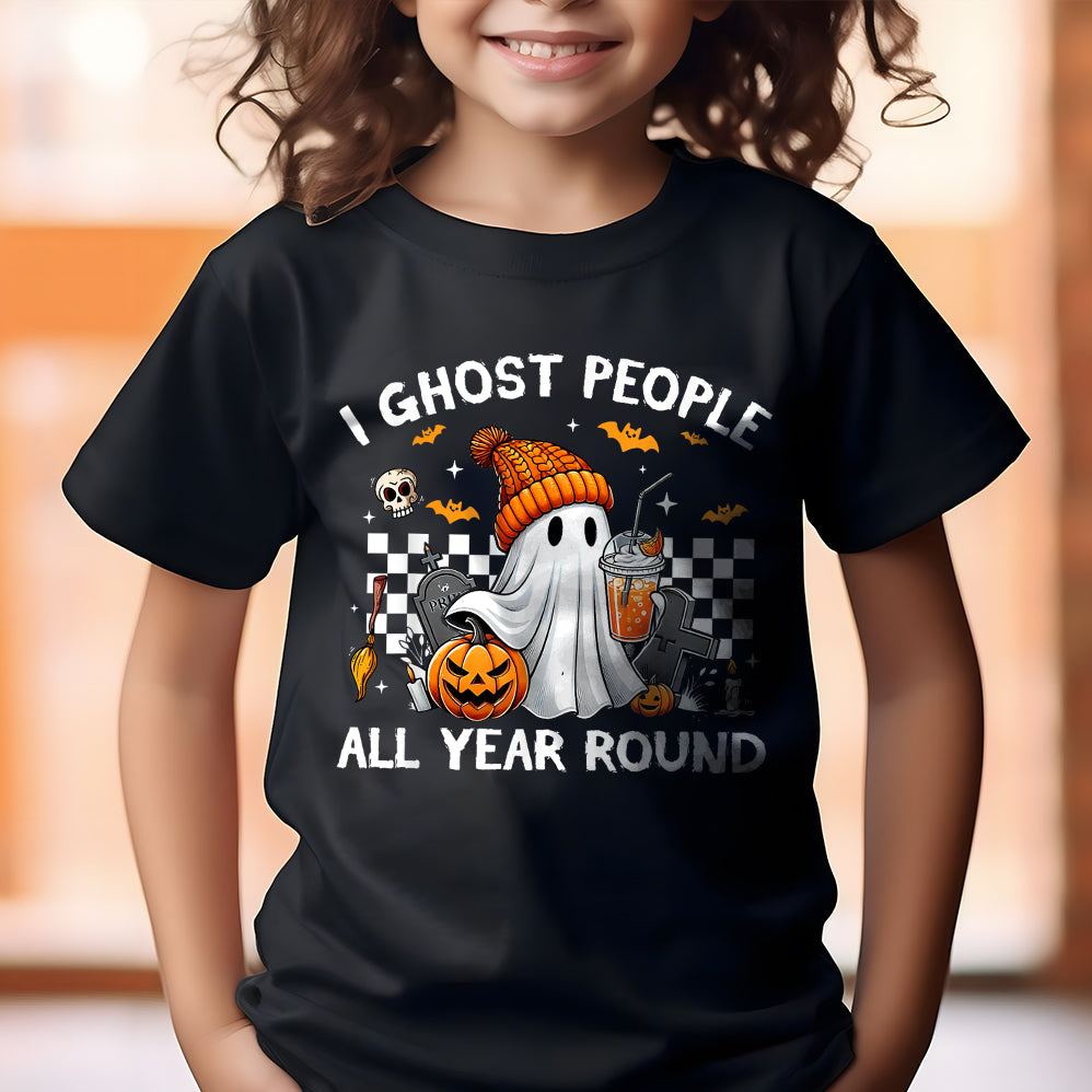 Retro I Ghost People All Year Round Png, Halloween Png, Ghost Coffee Png, Fall png, Pumpkin Png, Spooky Vibes Png, Sublimation