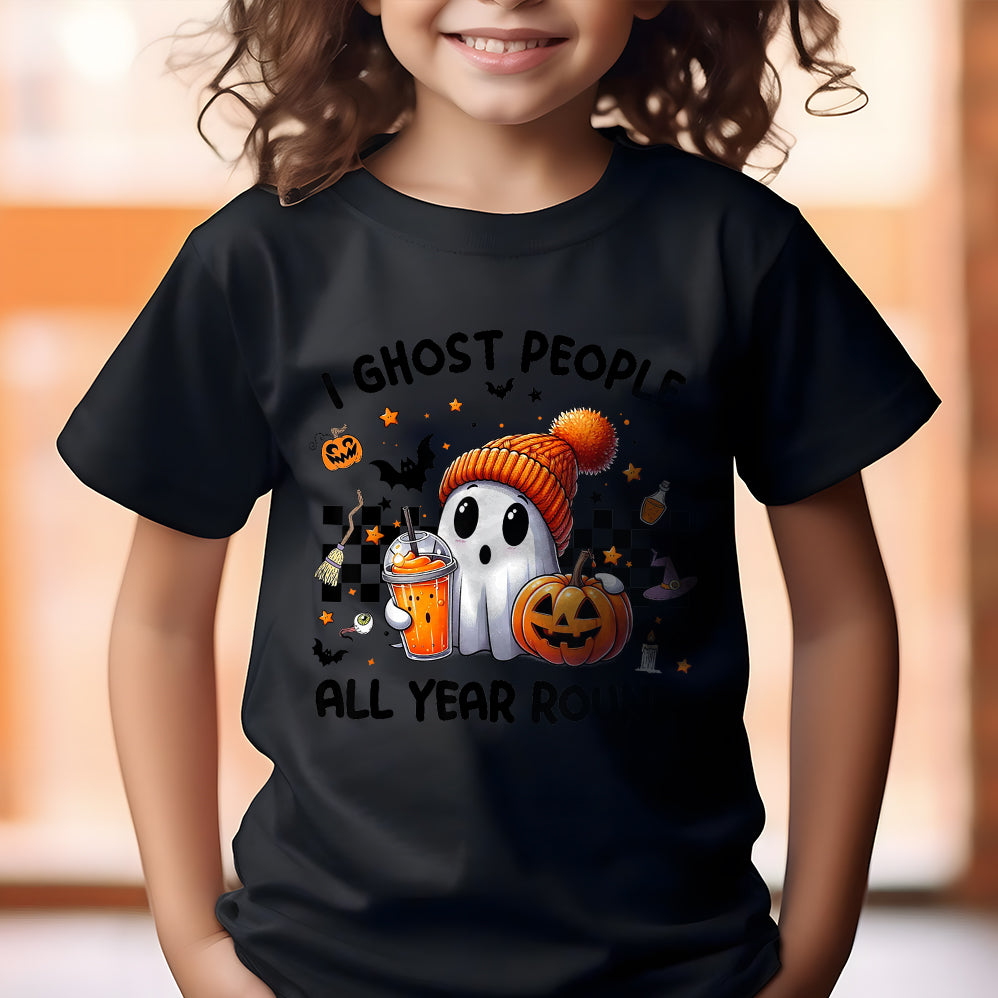 Retro I Ghost People All Year Round Png, Halloween Png V2, Ghost Coffee Png, Fall png, Pumpkin Png, Spooky Vibes Png, Sublimation