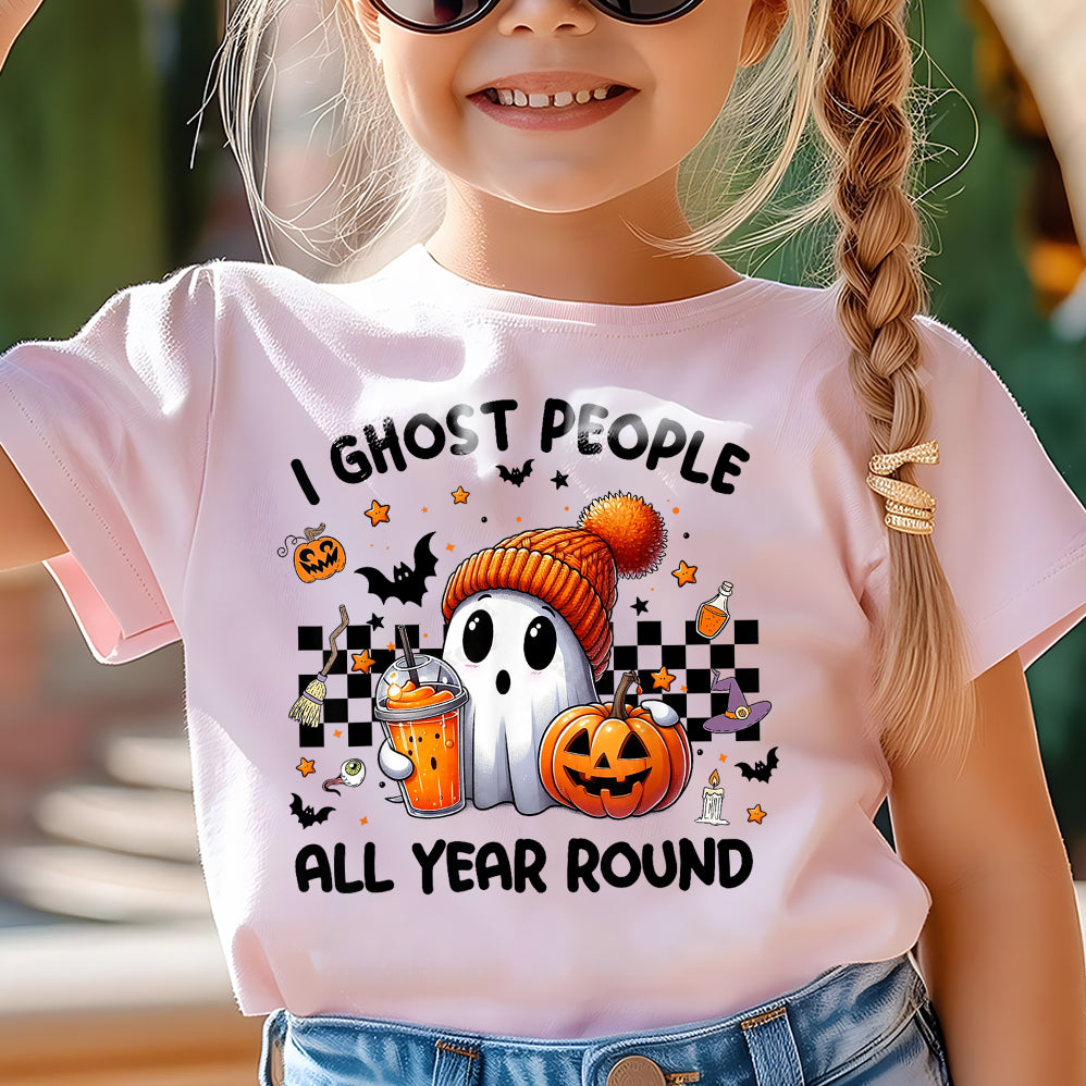 Retro I Ghost People All Year Round Png, Halloween Png V2, Ghost Coffee Png, Fall png, Pumpkin Png, Spooky Vibes Png, Sublimation