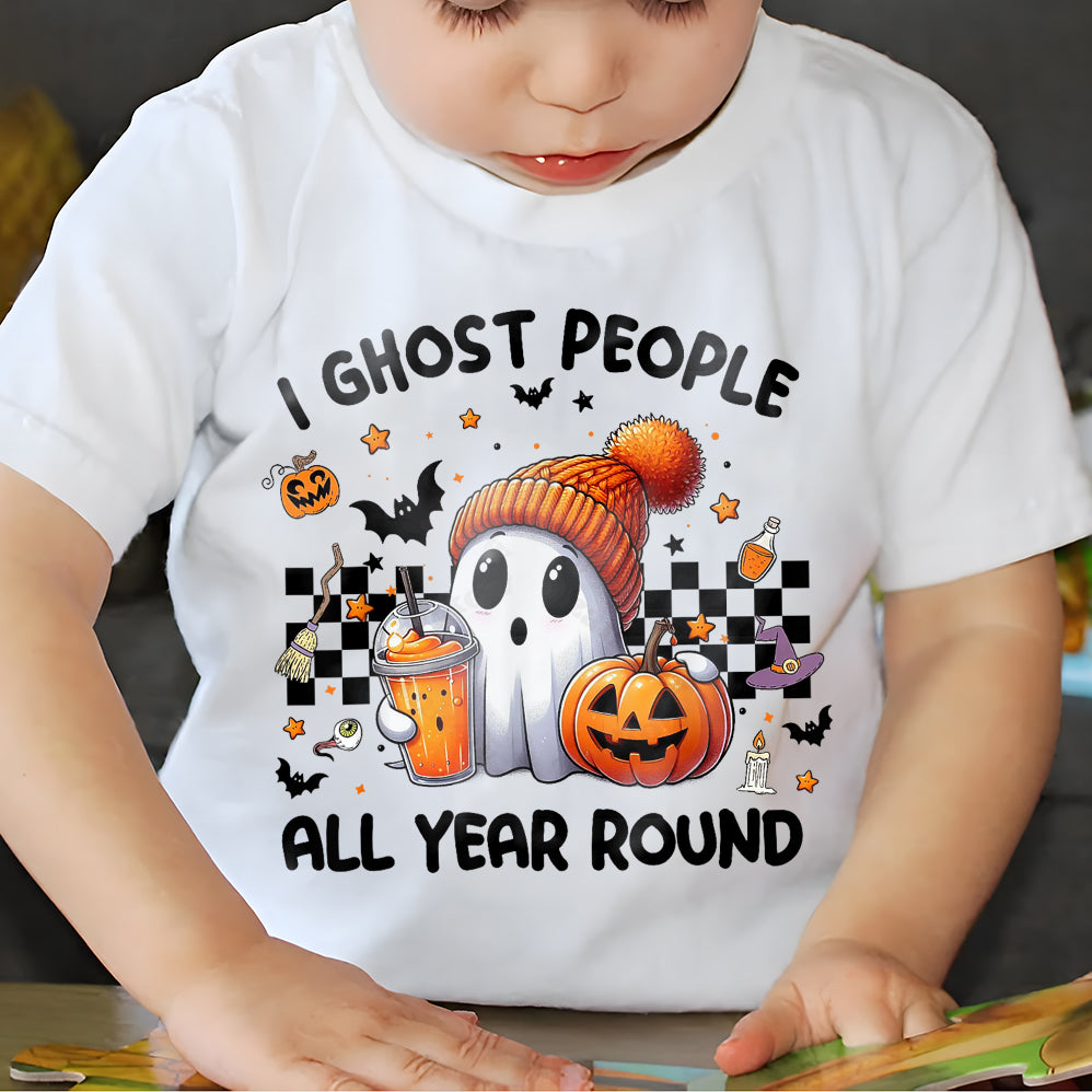 Retro I Ghost People All Year Round Png, Halloween Png V2, Ghost Coffee Png, Fall png, Pumpkin Png, Spooky Vibes Png, Sublimation