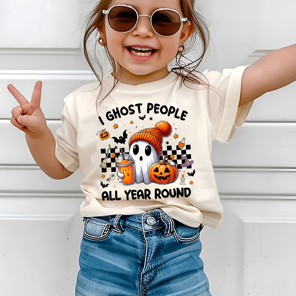 Retro I Ghost People All Year Round Png, Halloween Png V2, Ghost Coffee Png, Fall png, Pumpkin Png, Spooky Vibes Png, Sublimation