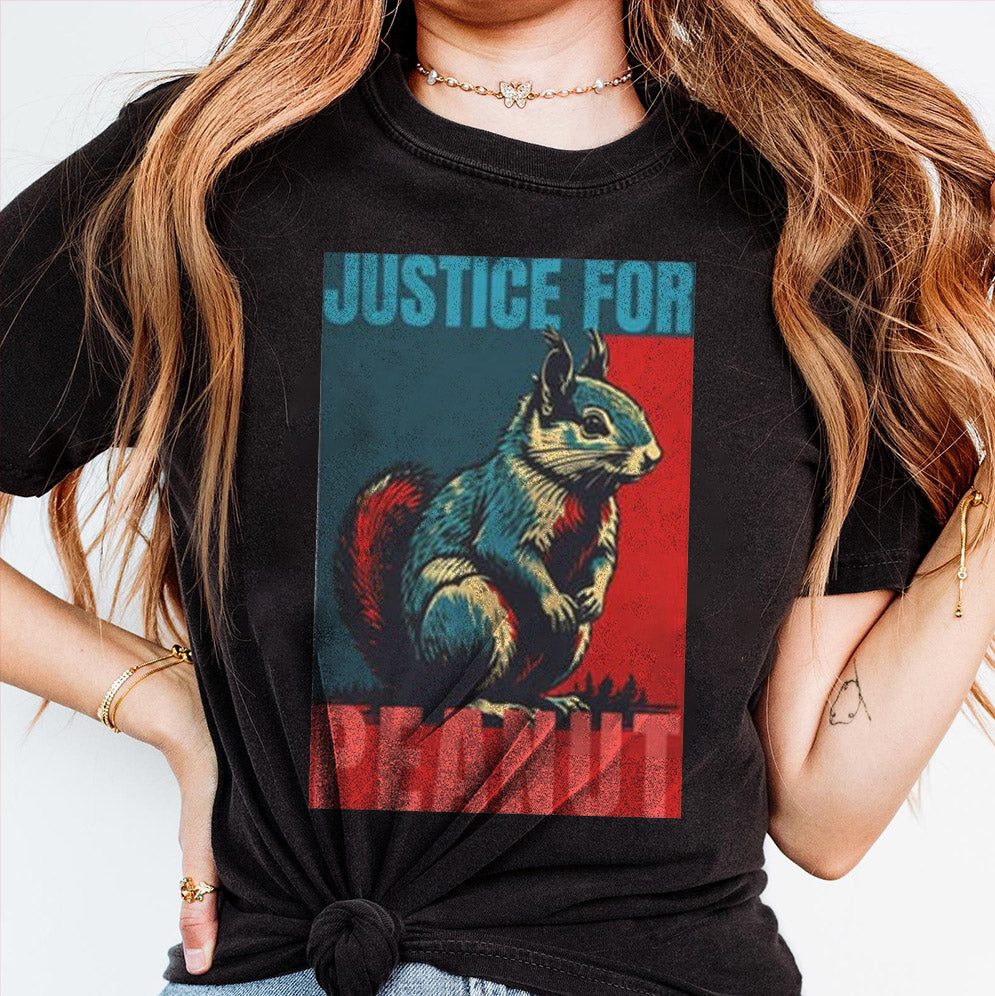 Retro Justice for Peanut the Squirrel Unisex Softstyle T-Shirt, New York City Tee Shirt, Activist Graphic Top, P?Nut The Squirrel