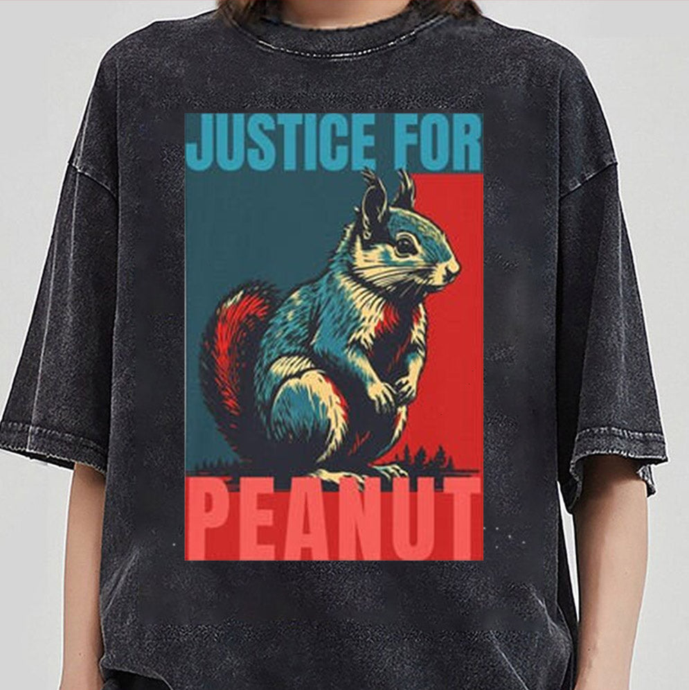 Retro Justice for Peanut the Squirrel Unisex Softstyle T-Shirt, New York City Tee Shirt, Activist Graphic Top, P?Nut The Squirrel