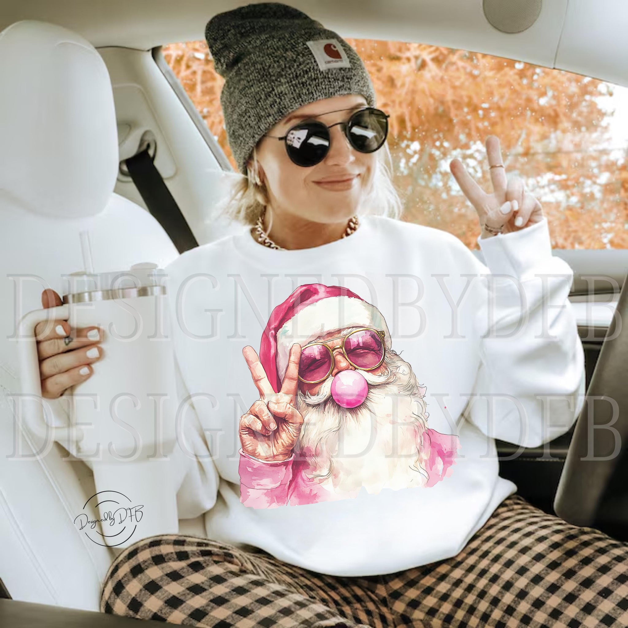 Retro Santa Christmas Blowing Bubble PNG, Vintage Merry Christmas PNG, Funny Santa With Sunglasses Xmas Holiday Sublimation Digital Download SCU
