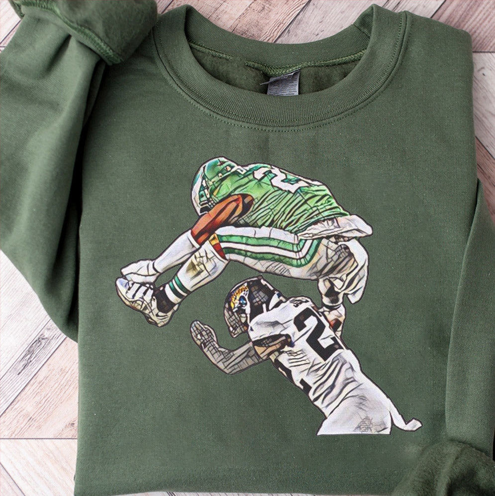 Retro Saquon Barkley Hurdle Backwards Jump T Shirt, Kelly Green Jersey, Philadelphia Football, Unisex Comfy Shirt