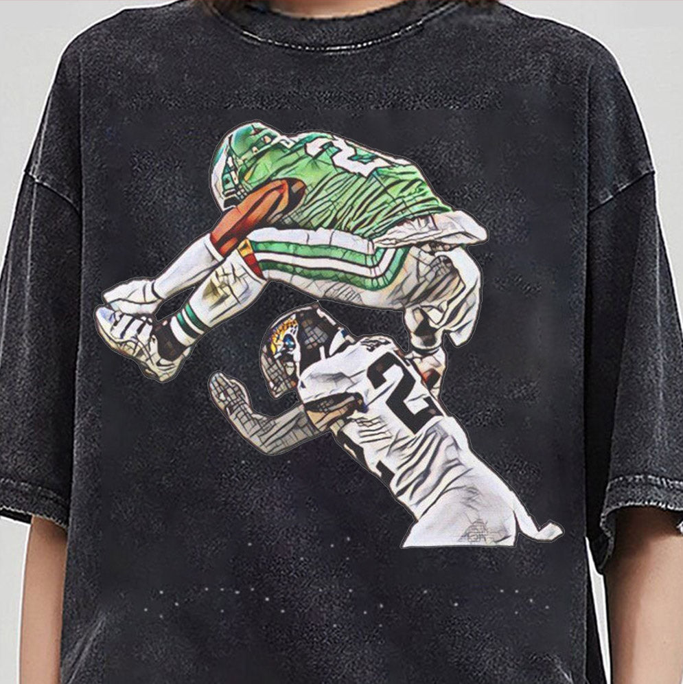 Retro Saquon Barkley Hurdle Backwards Jump T Shirt, Kelly Green Jersey, Philadelphia Football, Unisex Comfy Shirt