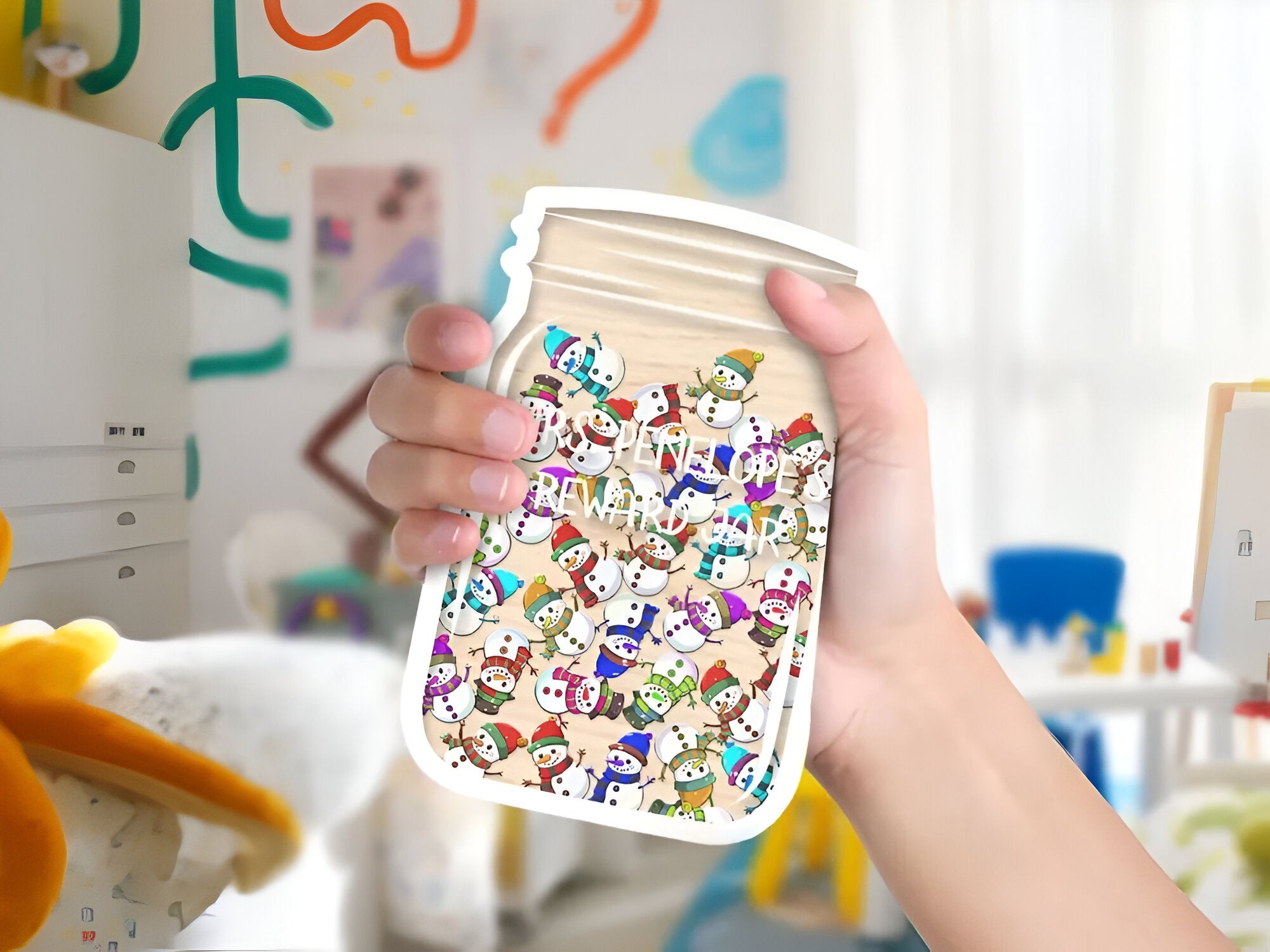 Reward Jar Magnetic With Snowman Personalized Christmas Gift Custom Reward Jar Magnet Christmas Decor Christmas Magnet Ornament Home Decor rejar rejar1