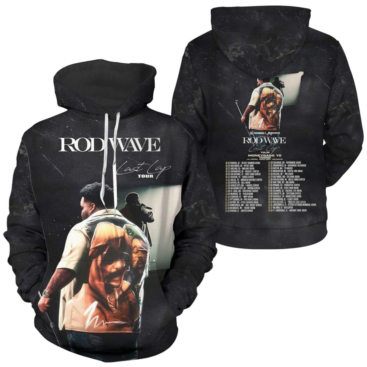 Rod Wave 3D Shirt, Last Lap Tour Hoodie, Moneybagg Yo Toosii 2024 T-Shirt, Rod Wave Concert Sweatshirt, Hip Hop Music Fan Gift TMC