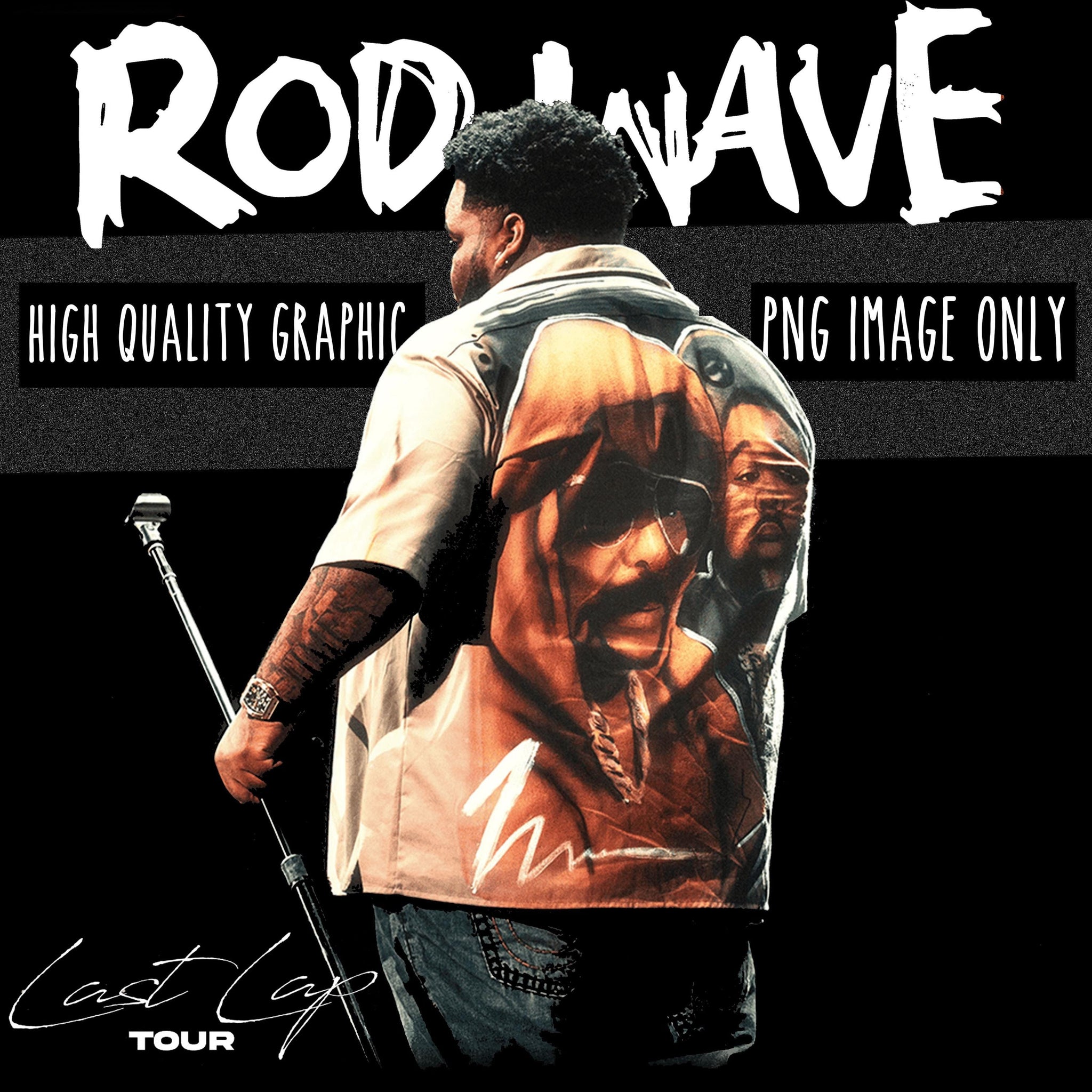 ROD WAVE PNG file for Black Shirt  Last Lap Tour  Hip Hop Design TMC