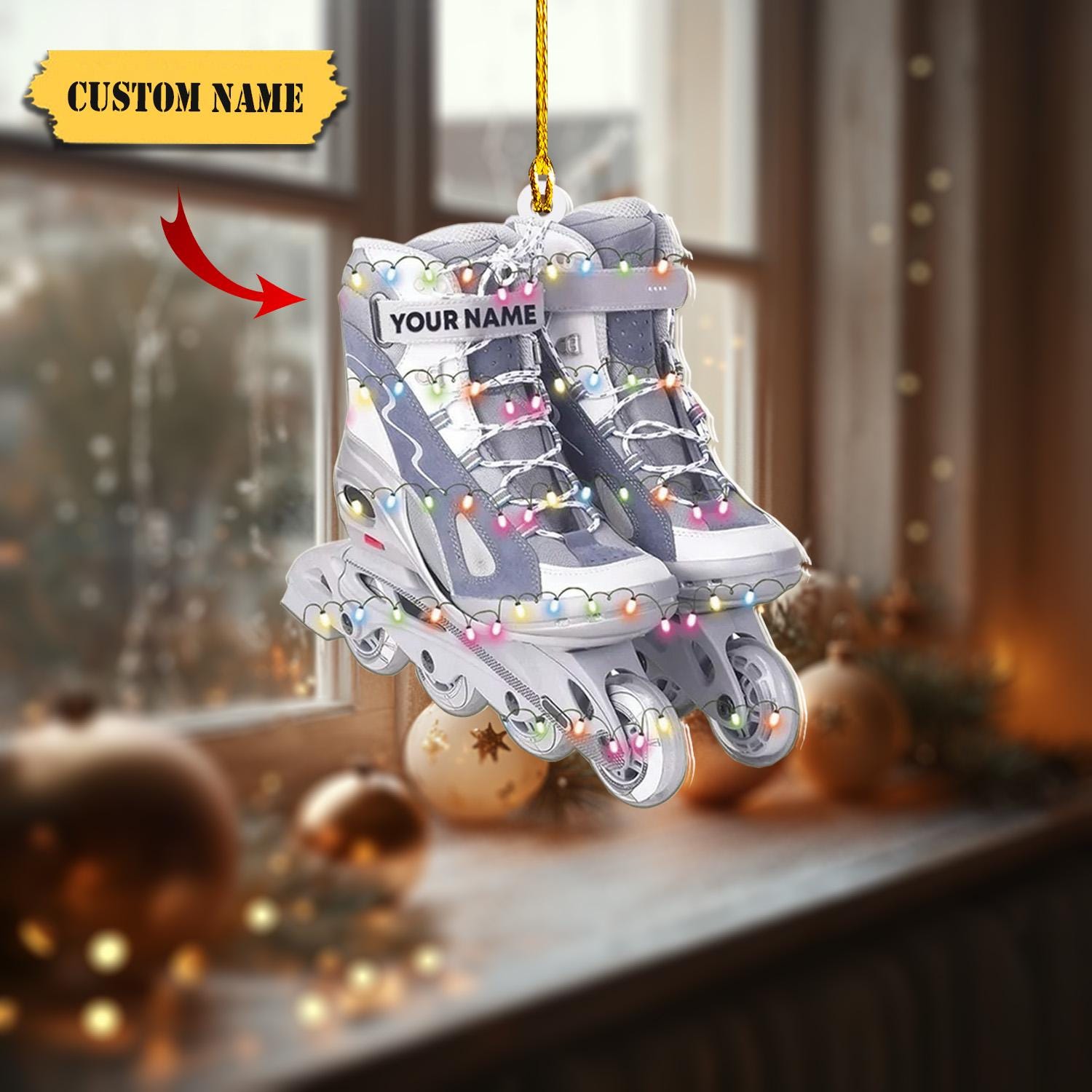 Roller skates tree hanging Christmas Ornament 2D, Roller skates Xmas Ornament , Loved Roller Skates Ornament, Christmas Hanging Ornament HAOR0711