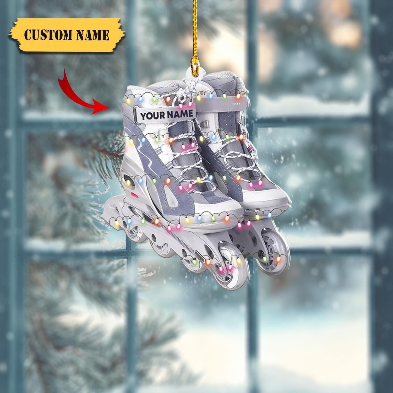 Roller skates tree hanging Christmas Ornament 2D, Roller skates Xmas Ornament , Loved Roller Skates Ornament, Christmas Hanging Ornament HAOR0711