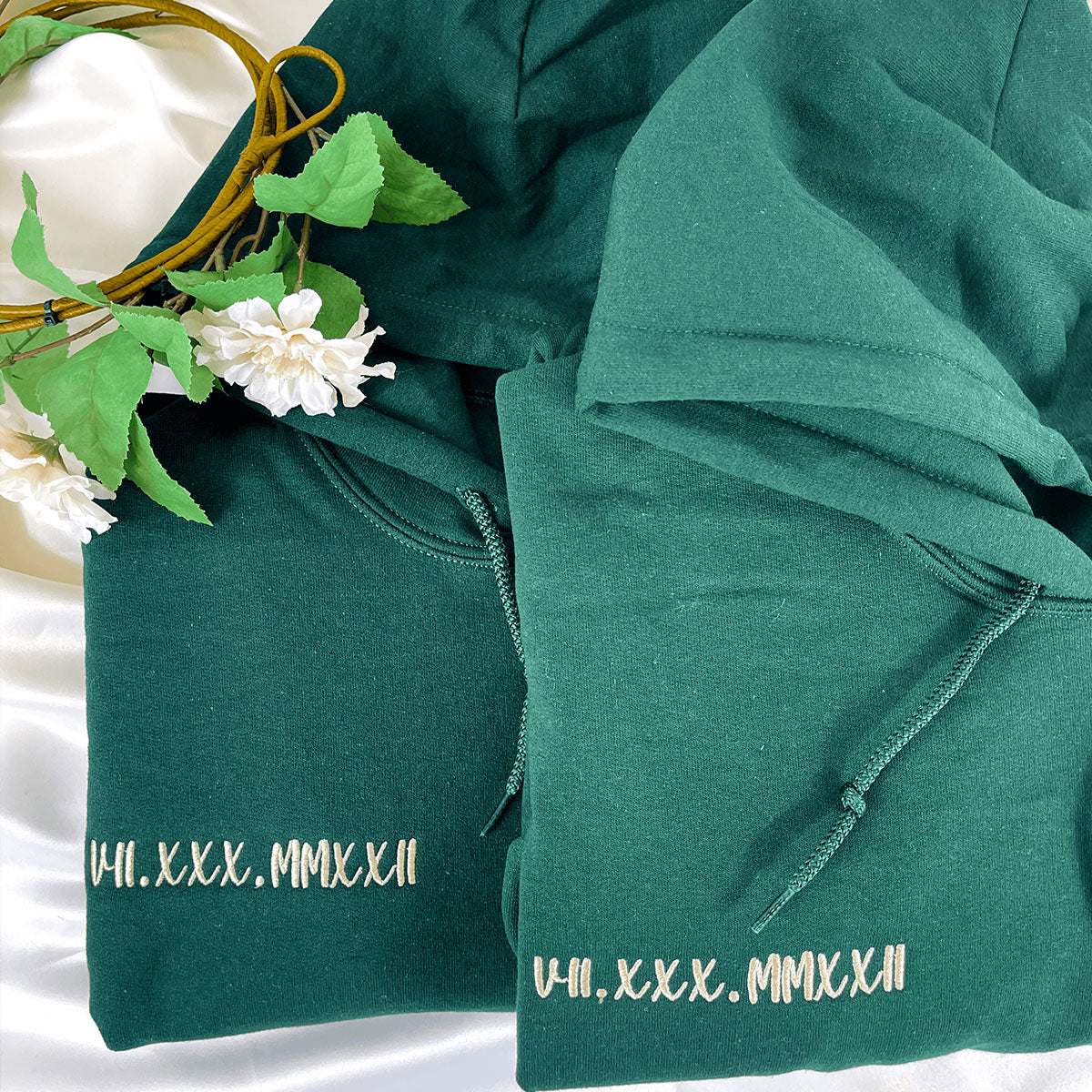 Personalized Date Hoodie Anniversary Year Embroidered Matching Wedding Anniversary Gifts em5