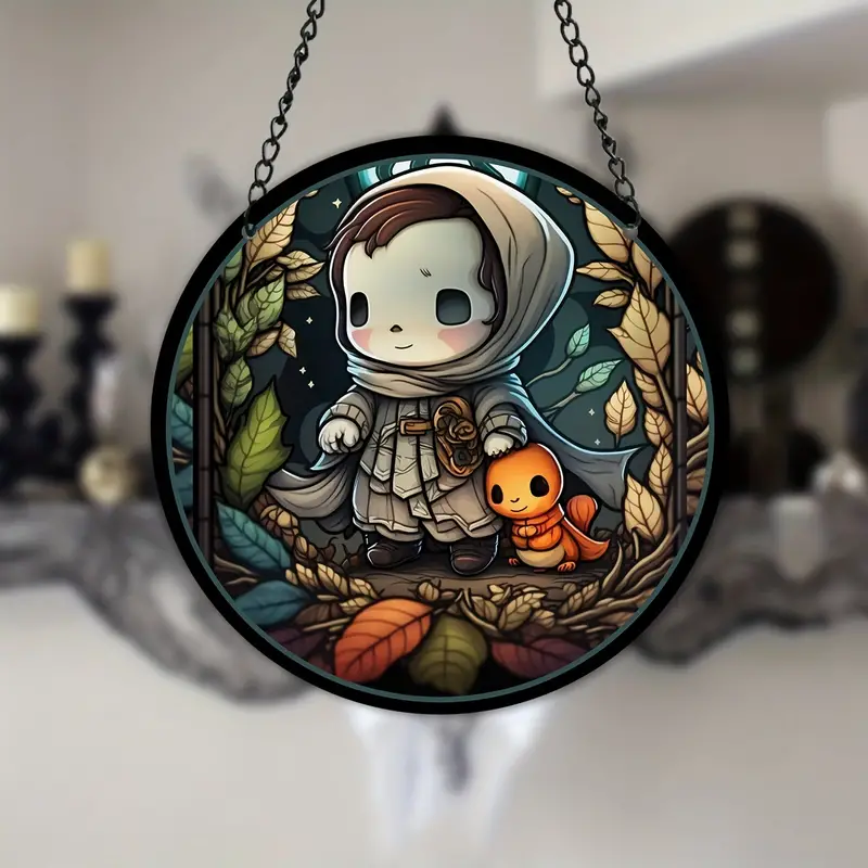 1pc Fall Ghosts Stained Window Hangings, Cute Ghosts Suncatcher, Halloween Ornament For Wreath Sign ORHA2408