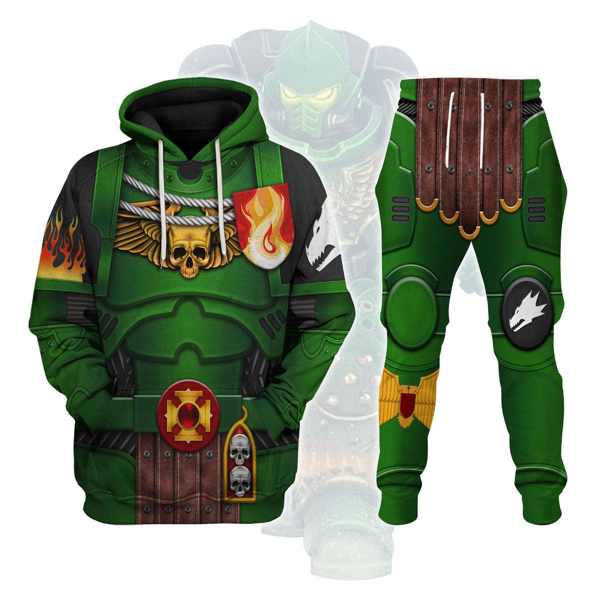 Salamanders Captains Marines Salamanders  Warhammer Costume Hoodie Jogger, Salamanders Captains Marines Salamanders Space Marines Cosplay 3D Hoodie Pants, Warhammer 3D Tracksuit, Warhammer Game Outfit TQT2