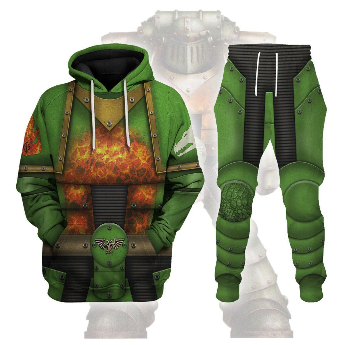 Salamanders Legions Warhammer Costume Hoodie Jogger,Salamanders Legions Marines Cosplay 3D Hoodie Pants, Warhammer 3D Tracksuit 