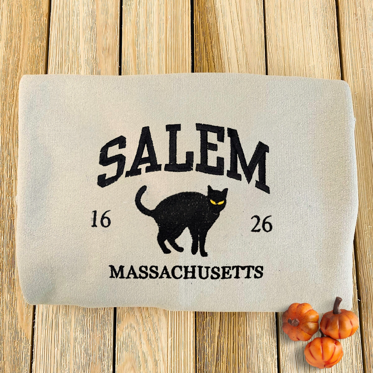 Salem Massachusetts Sweatshirt, Hocus Pocus Embroidered Sweatshirt or Hoodie for Halloween Season EMHA2608