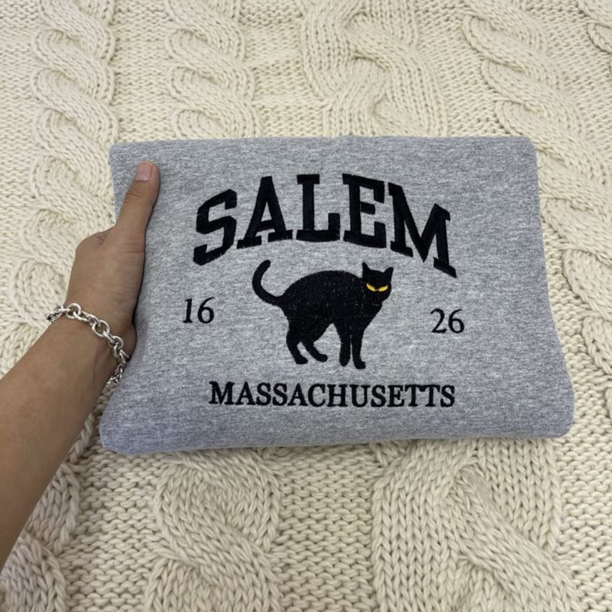 Salem Massachusetts Sweatshirt, Hocus Pocus Embroidered Sweatshirt or Hoodie for Halloween Season EMHA2608