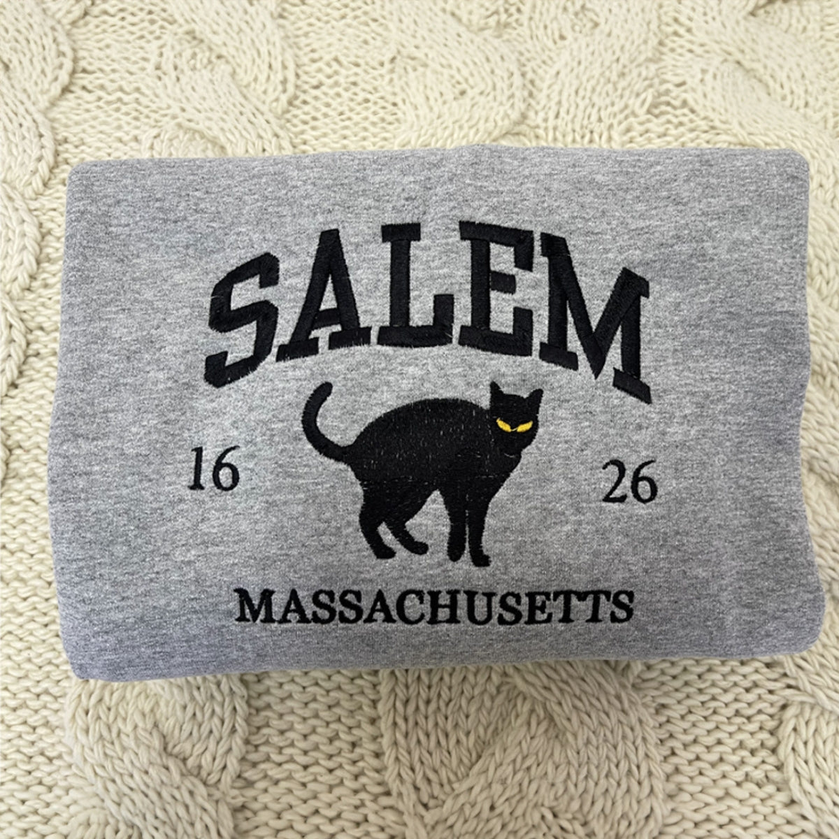 Salem Massachusetts Sweatshirt, Hocus Pocus Embroidered Sweatshirt or Hoodie for Halloween Season EMHA2608