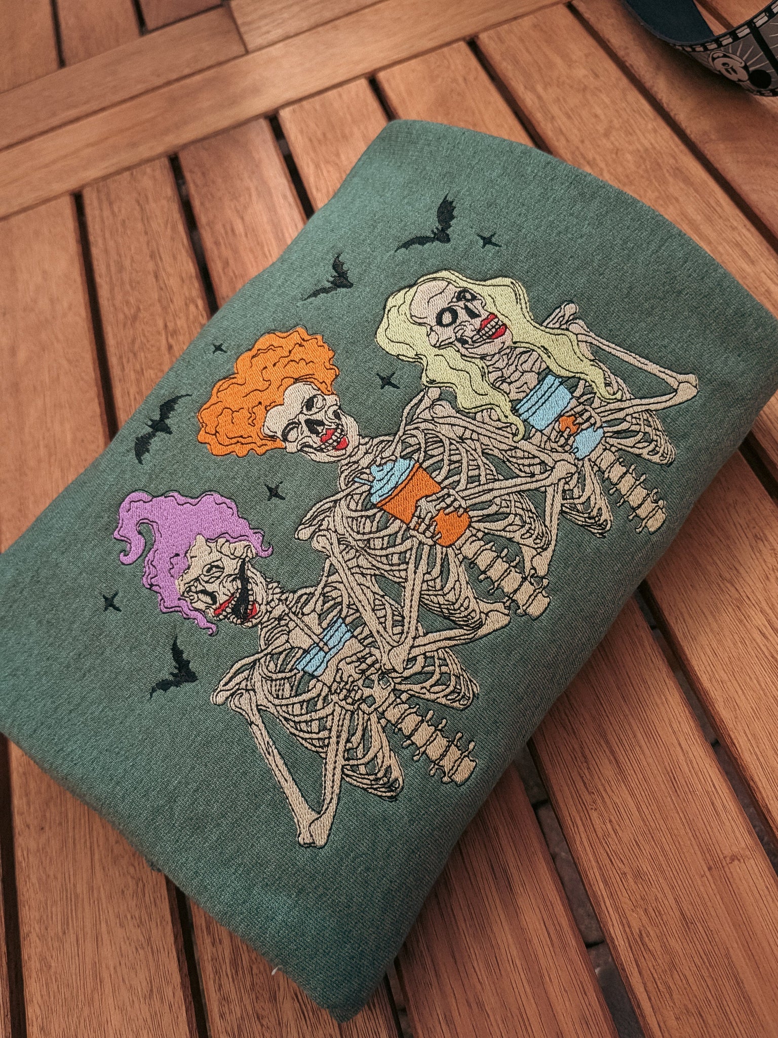 Sanderson Sisters Skeletons Embroidered Sweater Inspired by Disney's Hocus Pocus Halloween EMHA2408