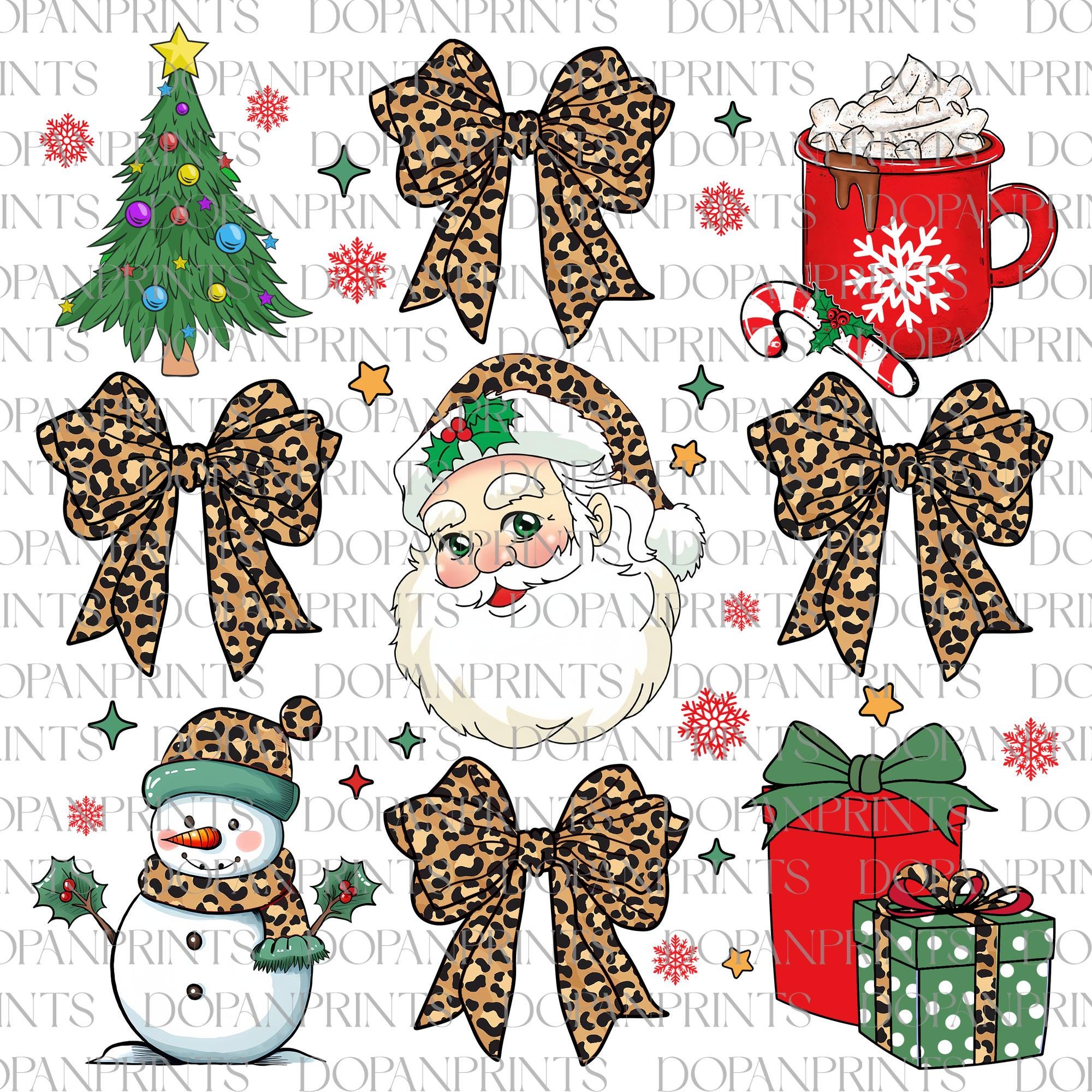 Santa Coquette Bow Png, Leopard Christmas Coquette Png, Santa Claus Png, Xmas Holiday, Girly Xmas Png, Retro Christmas Png, Christmas Gift SCU