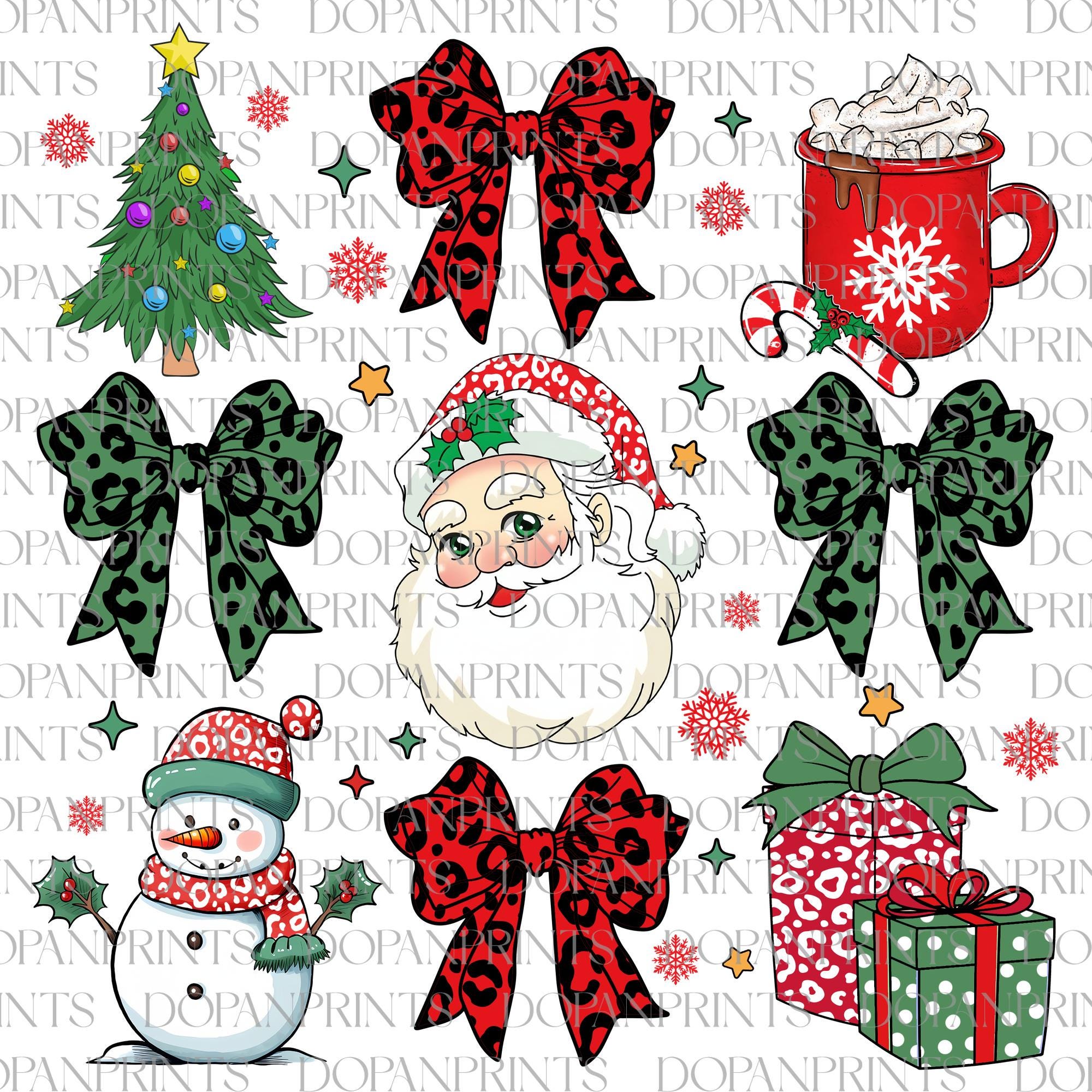 Santa Coquette Bow Png, Santa Claus Png, Xmas Holiday, Leopard Christmas Coquette Png, Girly Xmas Png, Retro Christmas Png, Christmas Gift 1 SCU