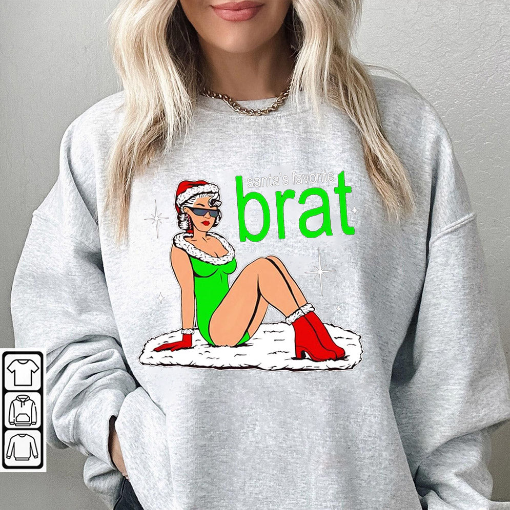 Santa's Favorite Brat Ugly Sweater Christmas 2024 t-shirt, Sweatshirt, Hoodie And Tank Top'
