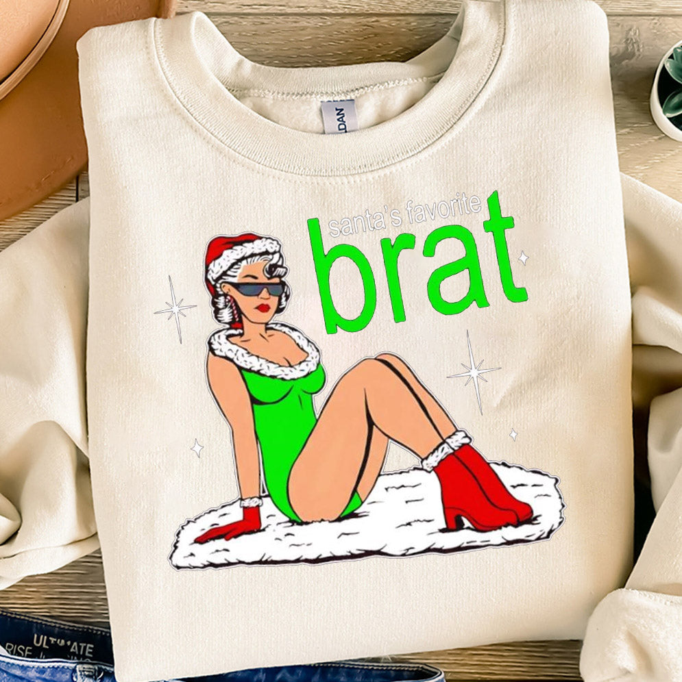 Santa's Favorite Brat Ugly Sweater Christmas 2024 t-shirt, Sweatshirt, Hoodie And Tank Top'