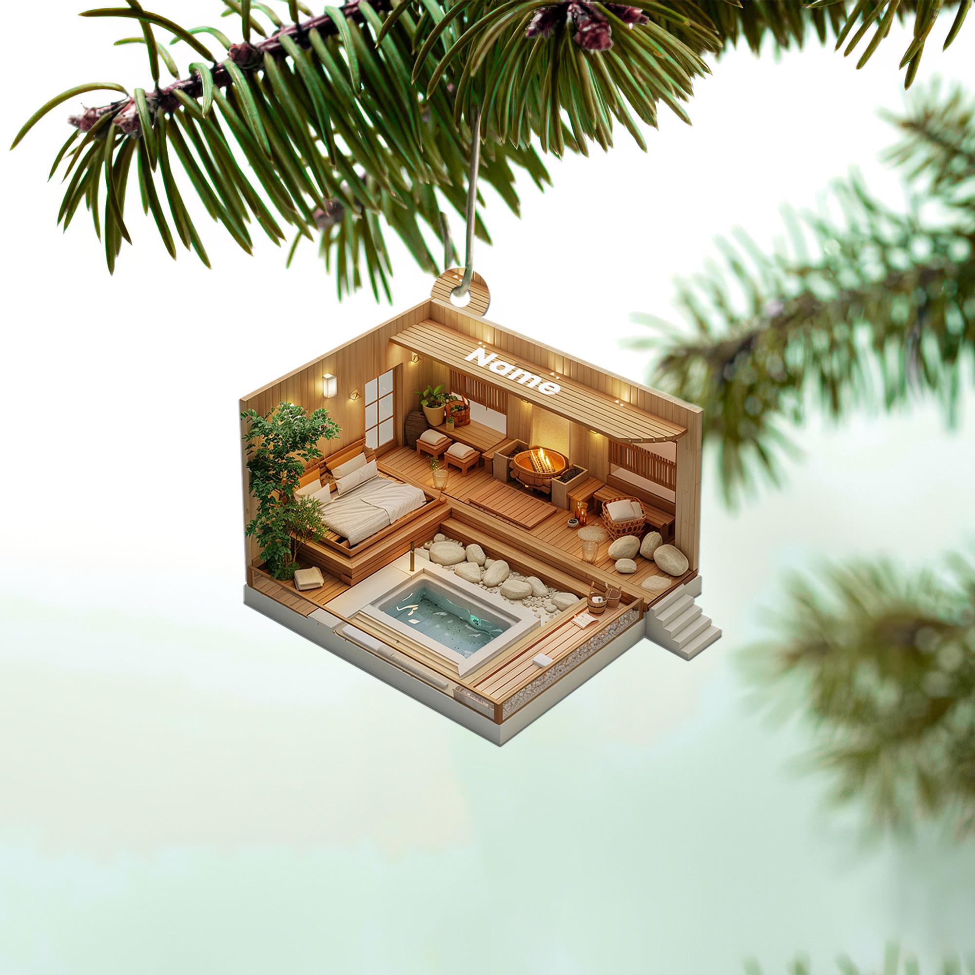 Sauna Room 2D Flat Christmas Ornament, Sauna Xmas Tree Decor, Loved Sauna Ornament, Christmas Hanging Ornament Gift HAOR0611