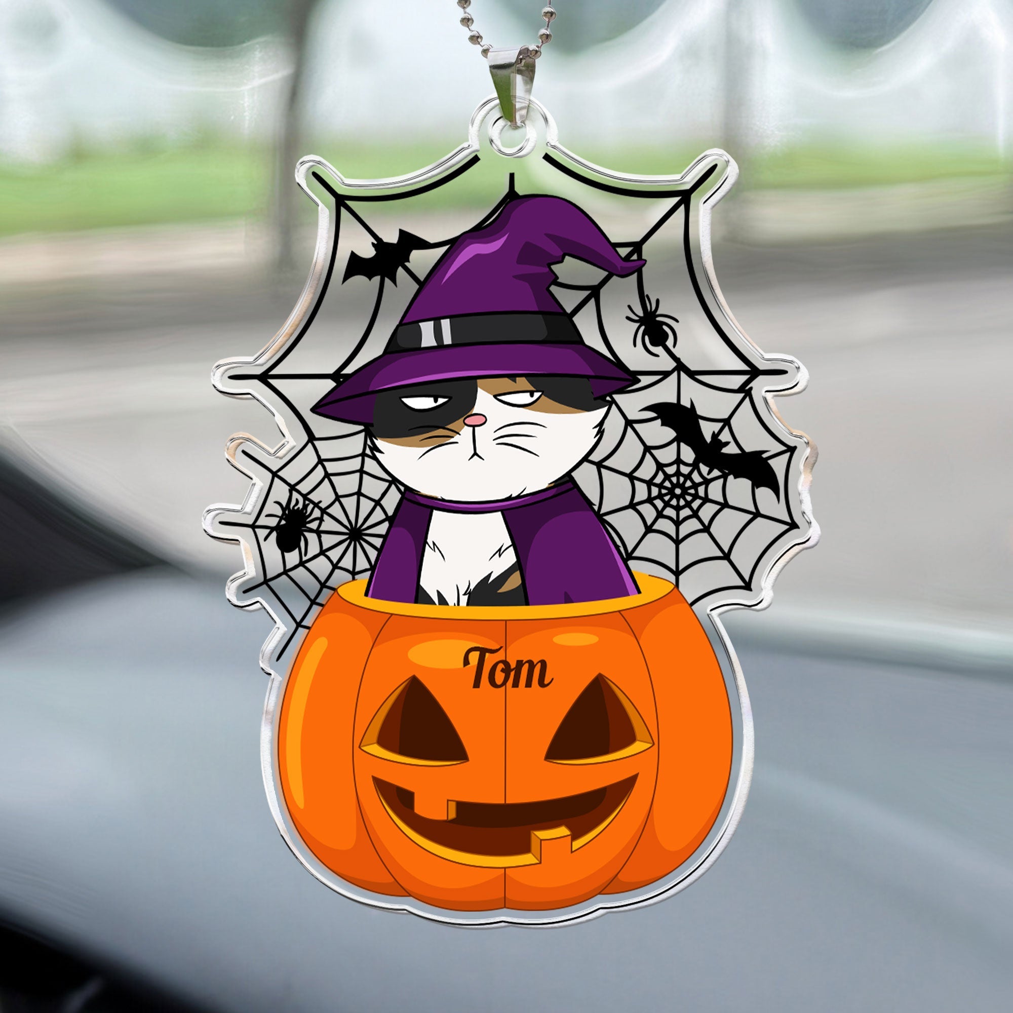 Scary Monster Pet In The Pumpkin Halloween Gift - Personalized Car Photo Ornament   ORHA2208