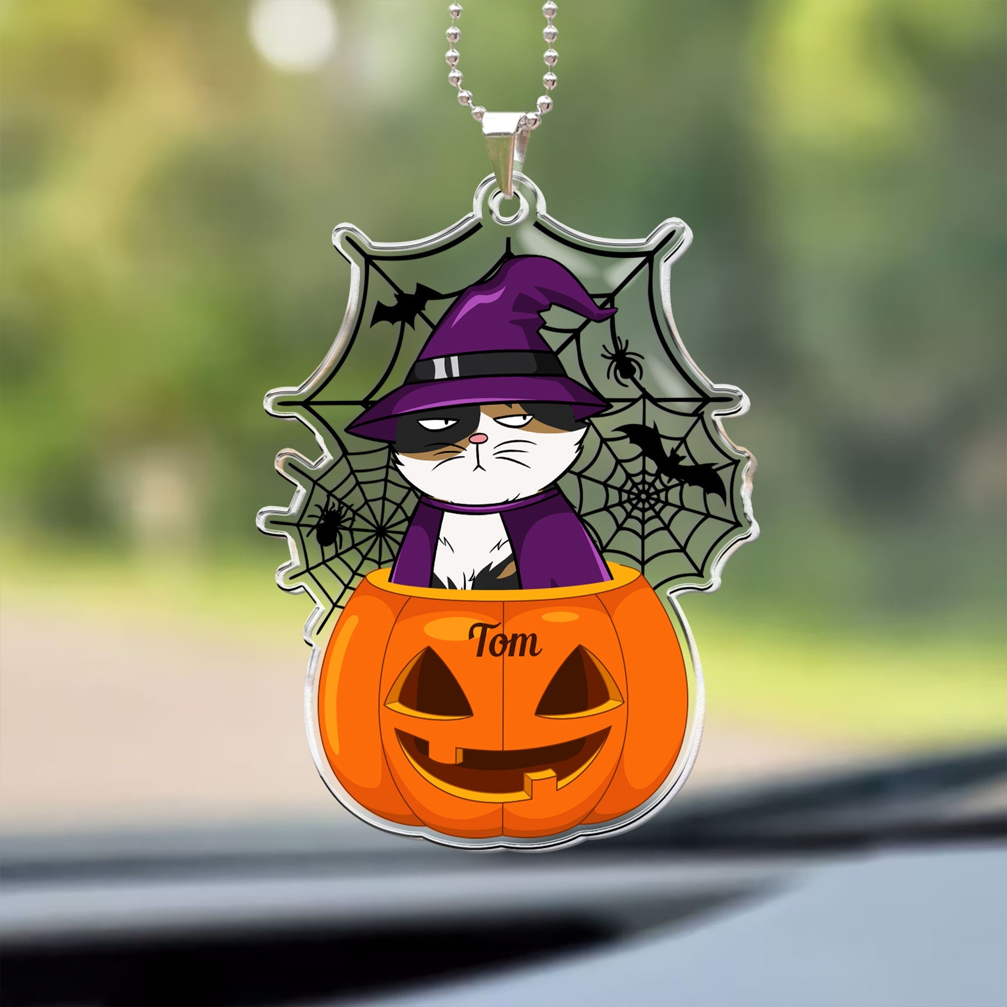 Scary Monster Pet In The Pumpkin Halloween Gift - Personalized Car Photo Ornament   ORHA2208