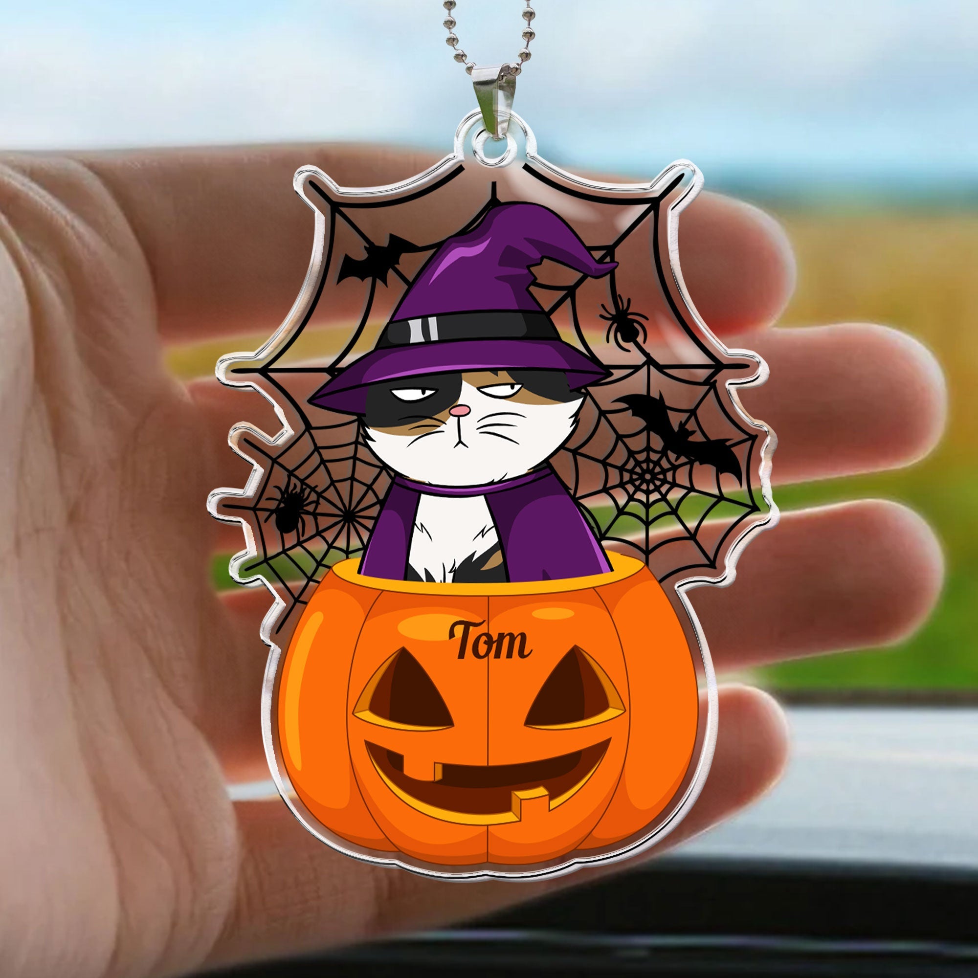 Scary Monster Pet In The Pumpkin Halloween Gift - Personalized Car Photo Ornament   ORHA2208