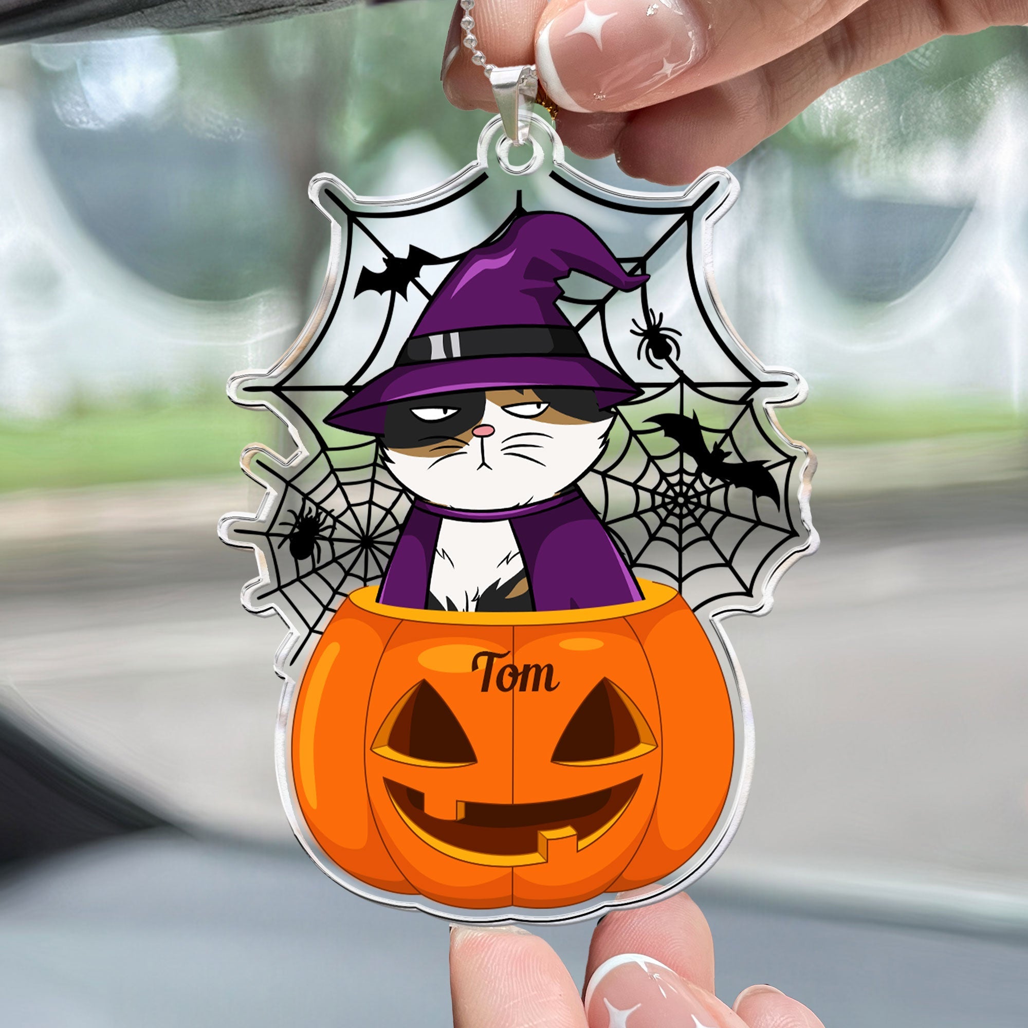Scary Monster Pet In The Pumpkin Halloween Gift - Personalized Car Photo Ornament   ORHA2208