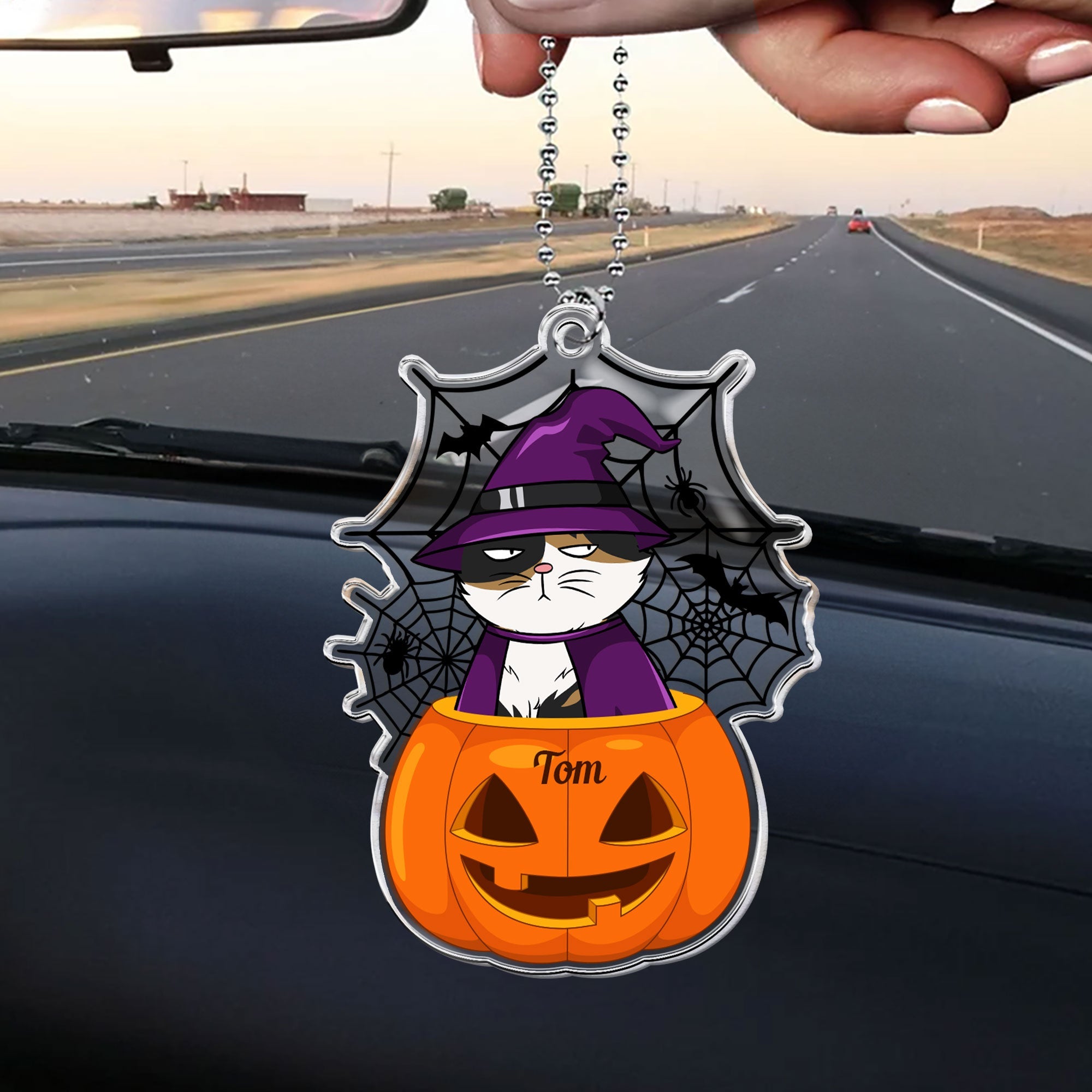 Scary Monster Pet In The Pumpkin Halloween Gift - Personalized Car Photo Ornament   ORHA2208