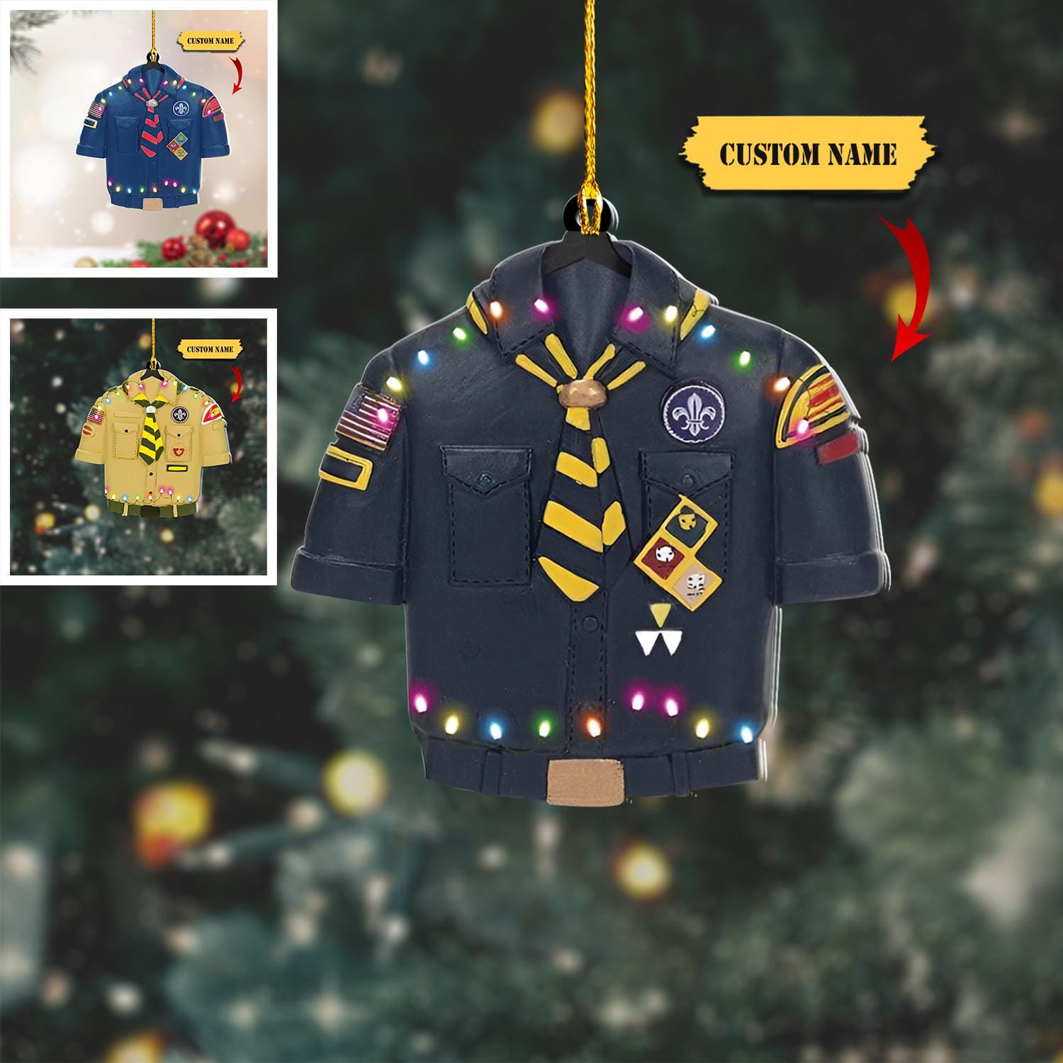 Scout Shape Personalized Flat Acrylic Ornament 2D, Custom Brown Eagle Scout Ornament Presents, Christmas Gifts for Cub Scouts 2024 HAOR0711